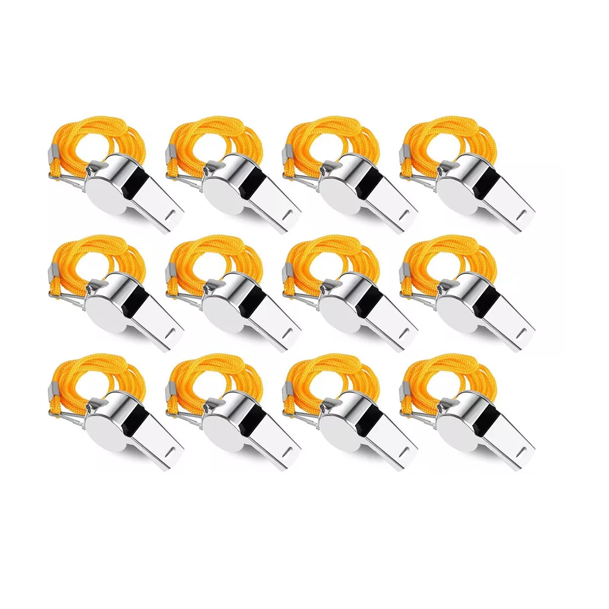 12pzs Silbato De Acero Inoxidable Con Cordón Para Árbitros