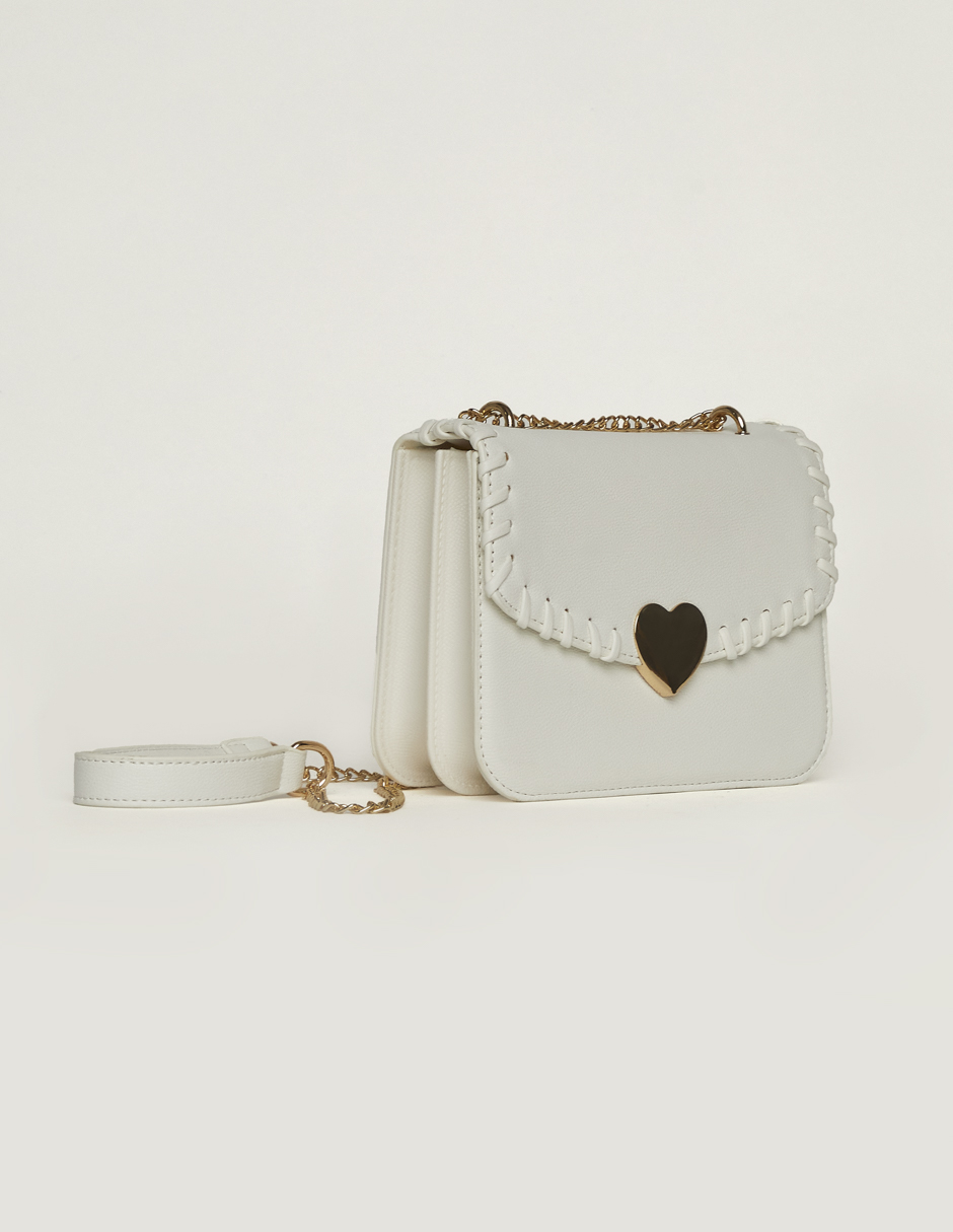 Bolsa Bandolera Blanco Crossbody Corazón Para Mujer Devendi