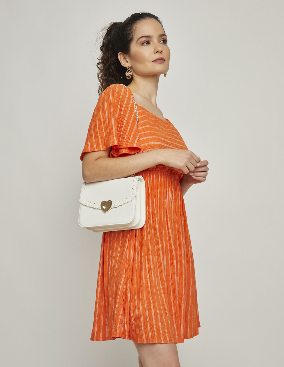 Bolsa Bandolera Blanco Crossbody Corazón Para Mujer Devendi