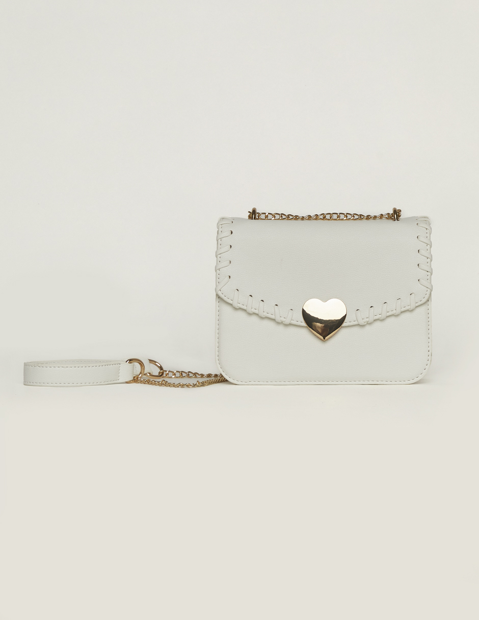 Bolsa Bandolera Blanco Crossbody Corazón Para Mujer Devendi