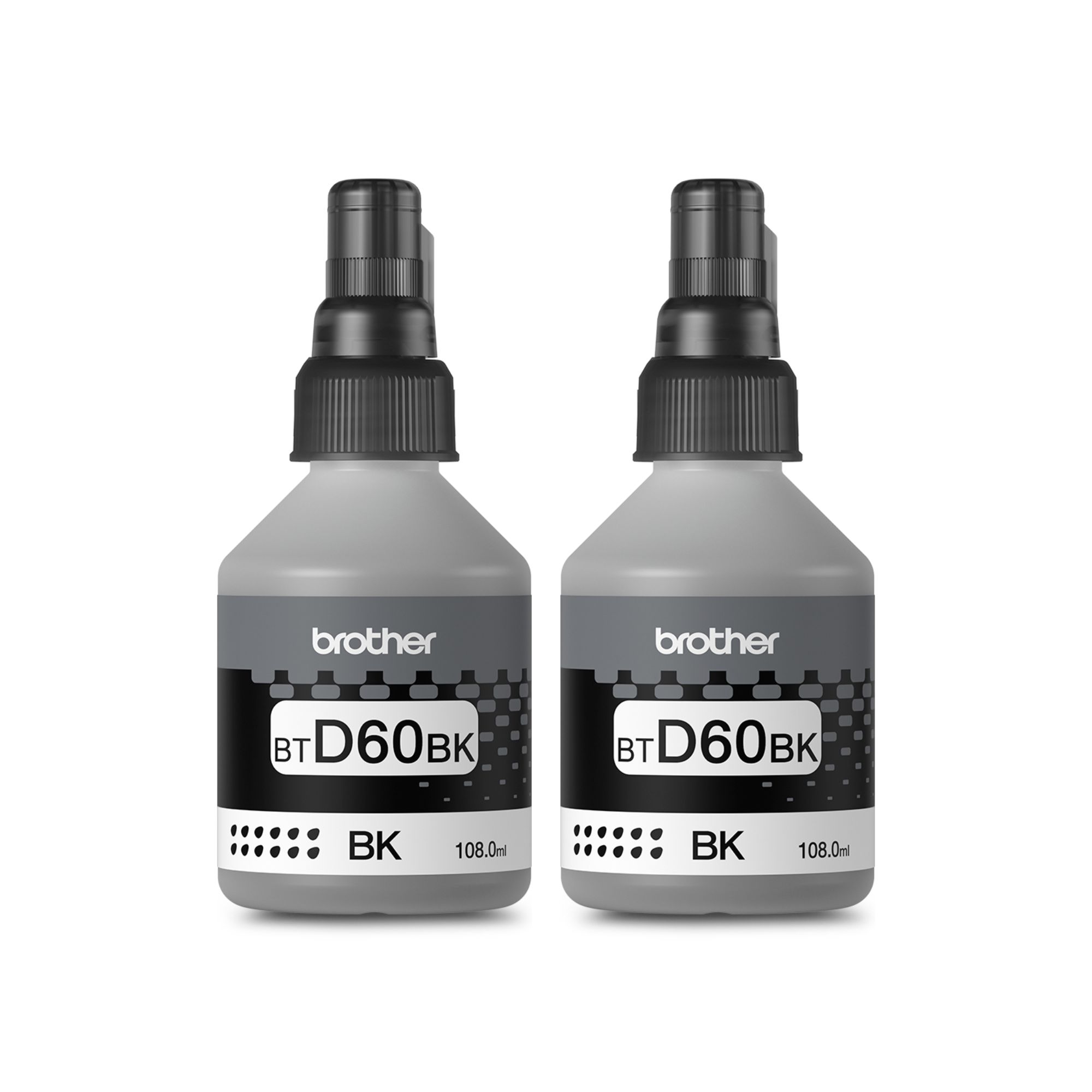 Kit de 2 Botellas de Tinta Brother BTD60BK para 13,000 páginas, Black.