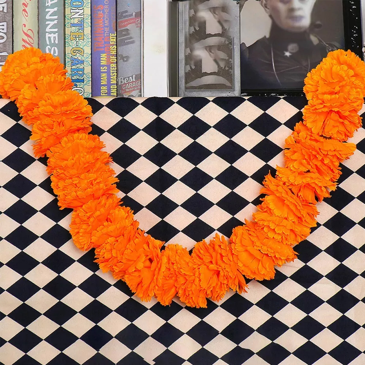 60pc Flores Artificial Cempasúchil Decoración Día Muertos 2m