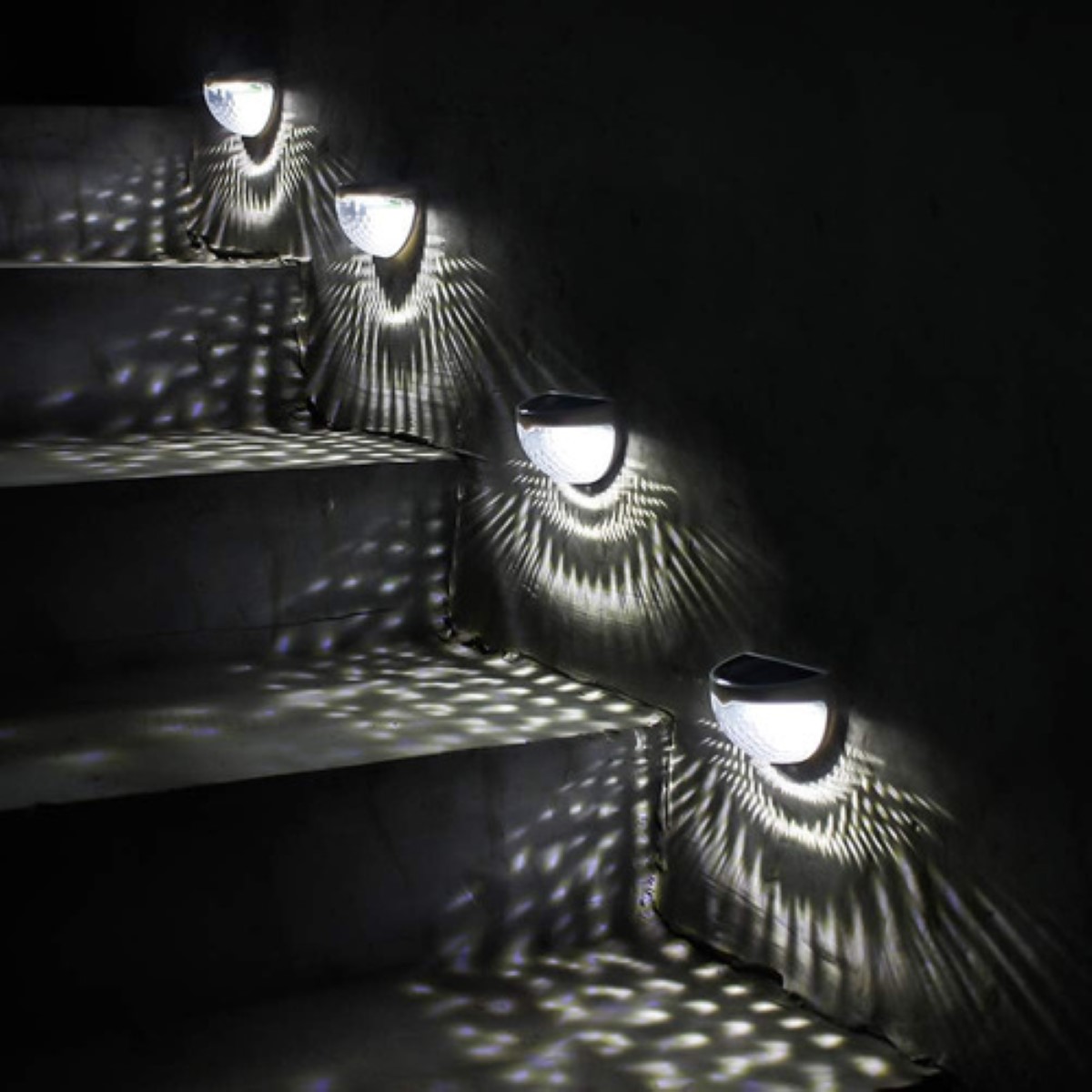 Lamparas Focos De Pared Exterior 6led Blanco Frío/calie Negro-Luz cálida 2 pzs 