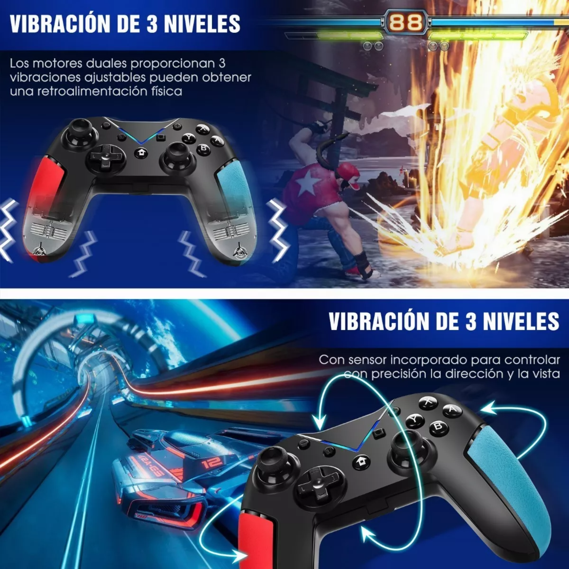 Gamepad Control Inalámbrico Bluetooth Con Doble Vibración