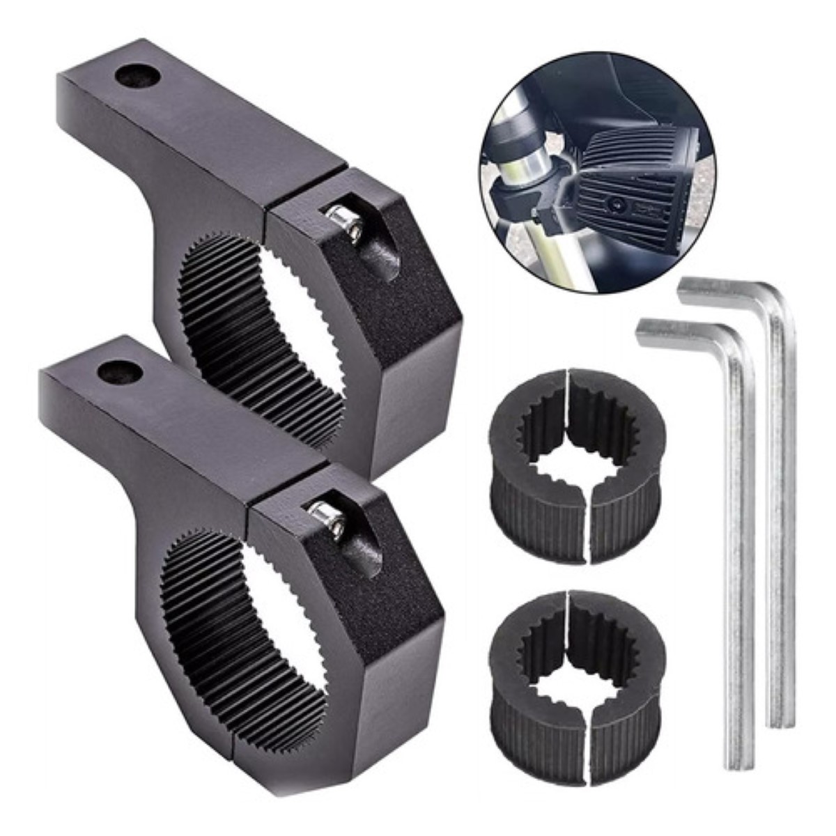 Bases Para Luces Auxiliares Metal Motocicleta Auto 2 pzs negro