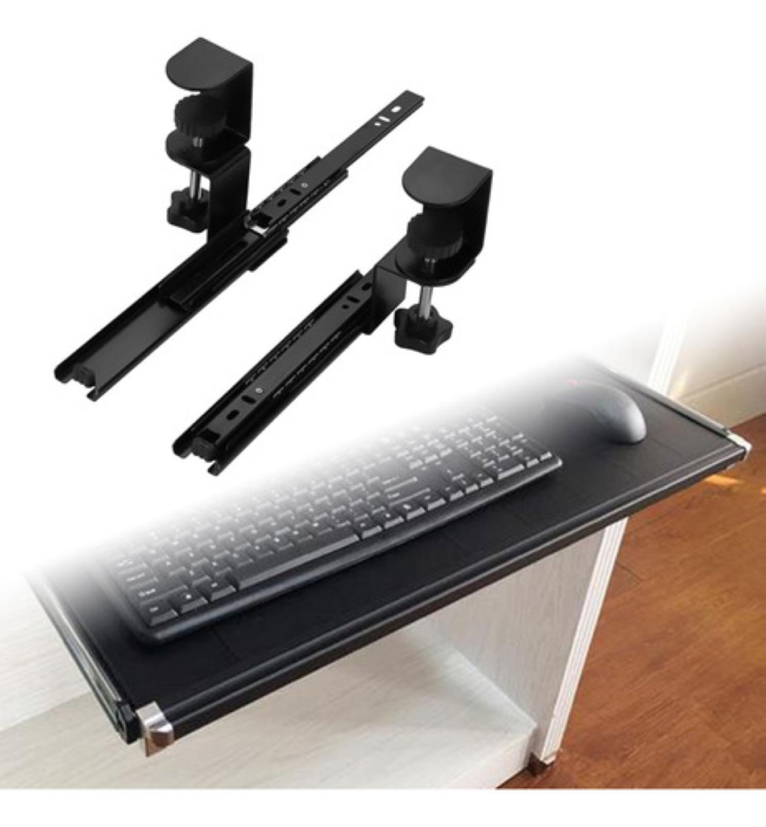 Kit De Rieles Para Bandeja De Teclado Deslizante Extraíble negro