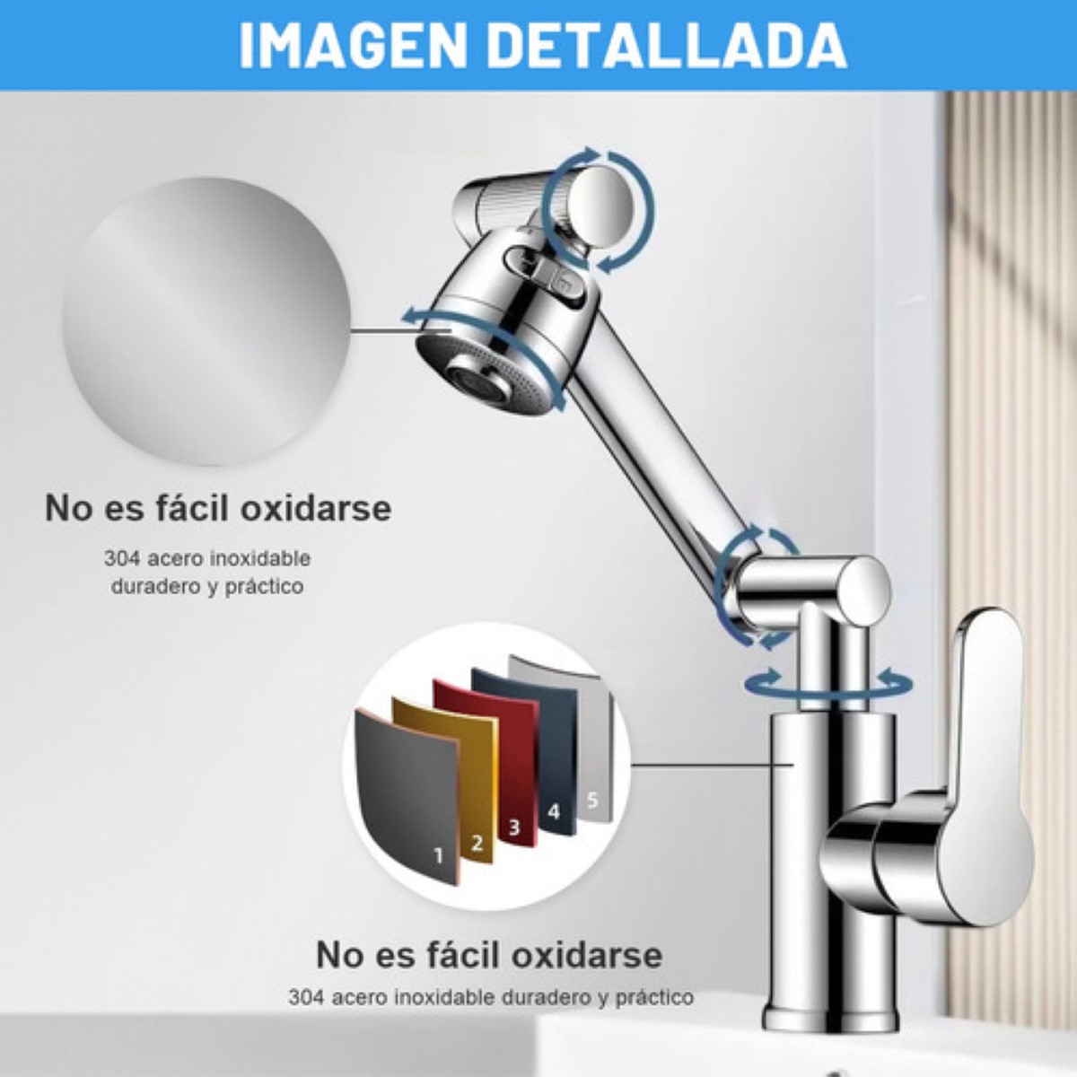 Llave Para Mezcladora Fregadero Baños Y Grifos Cocina 1080° gris