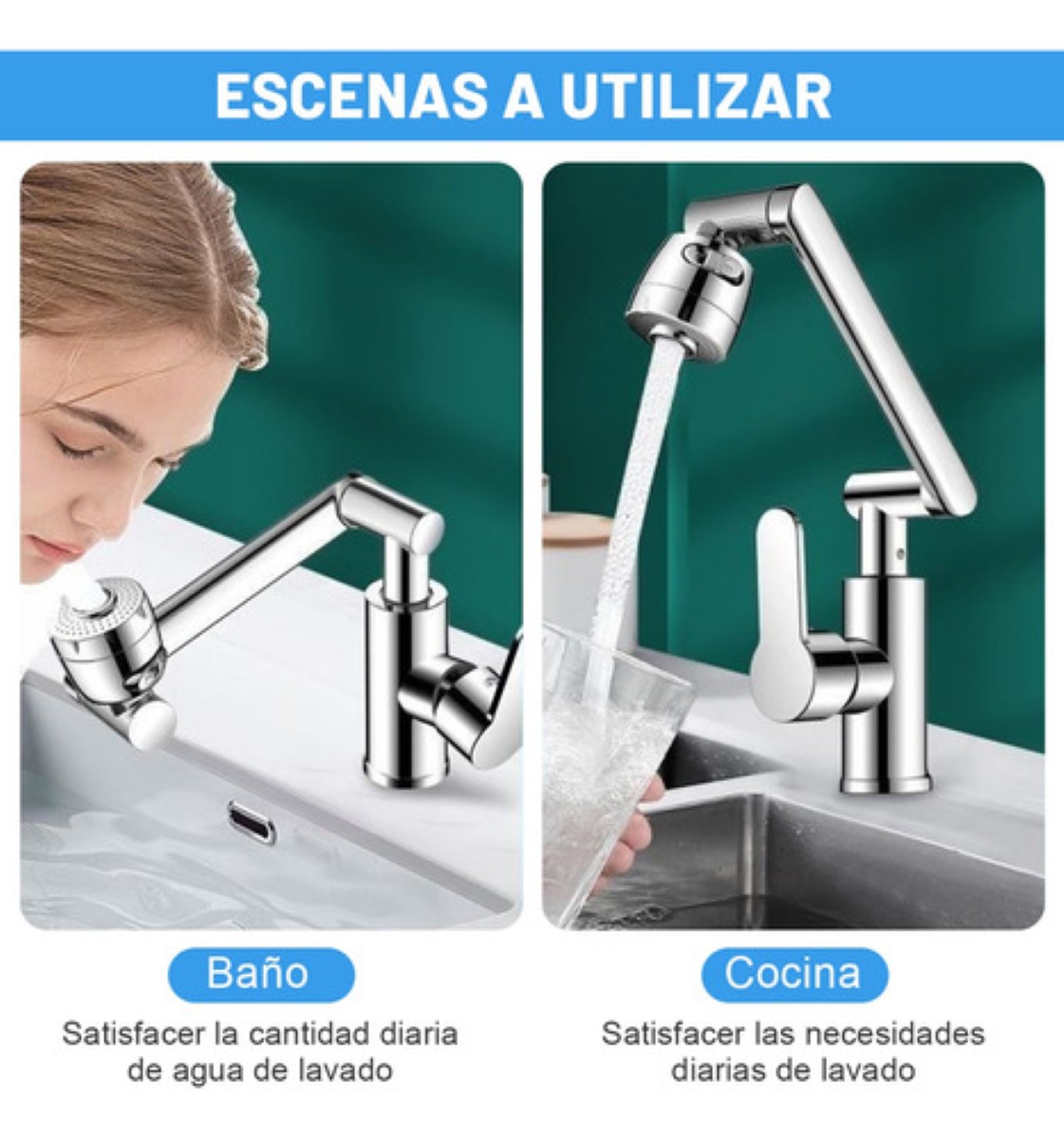 Llave Para Mezcladora Fregadero Baños Y Grifos Cocina 1080° gris