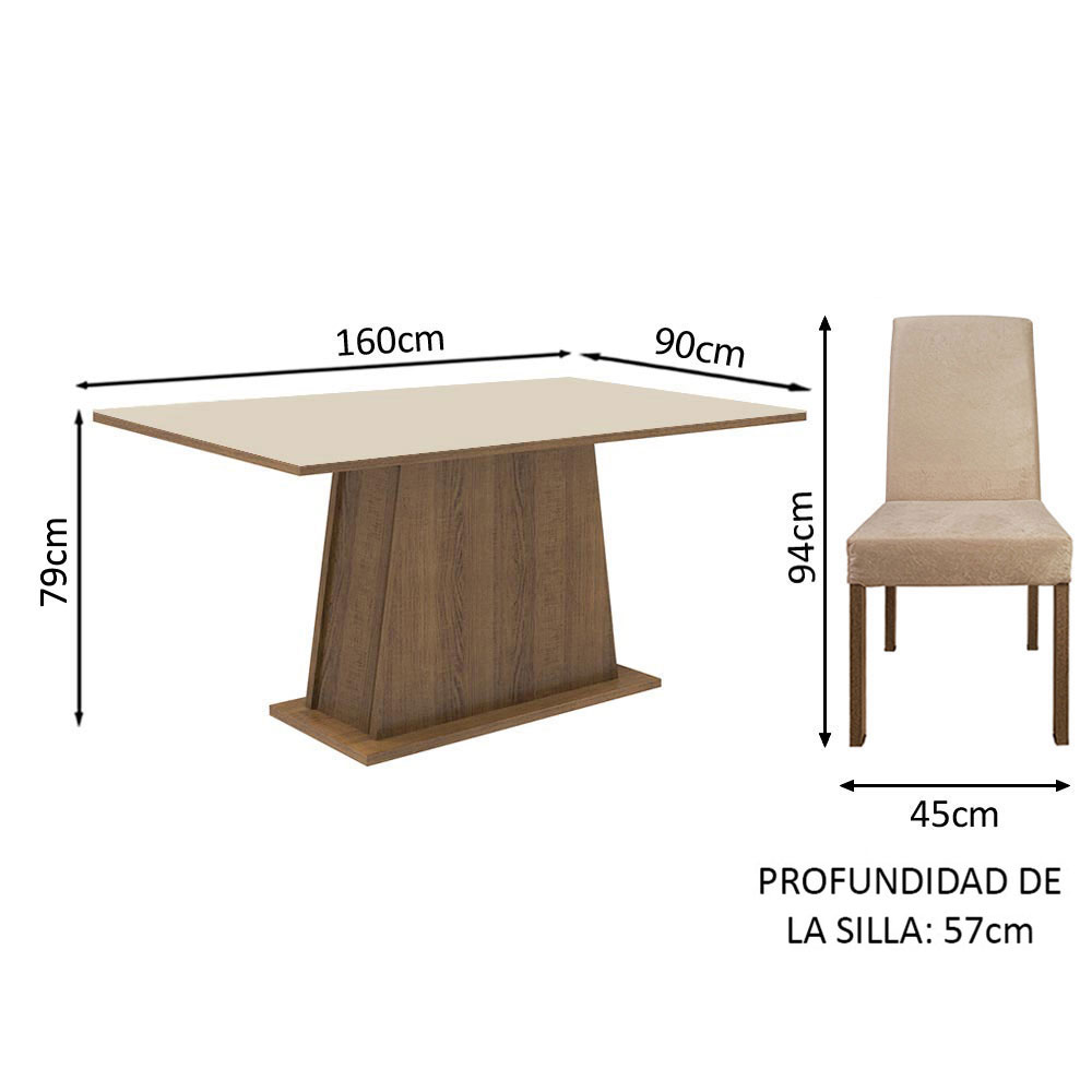 Juego de Comedor con Mesa y 6 Sillas Madesa Roberta MCI