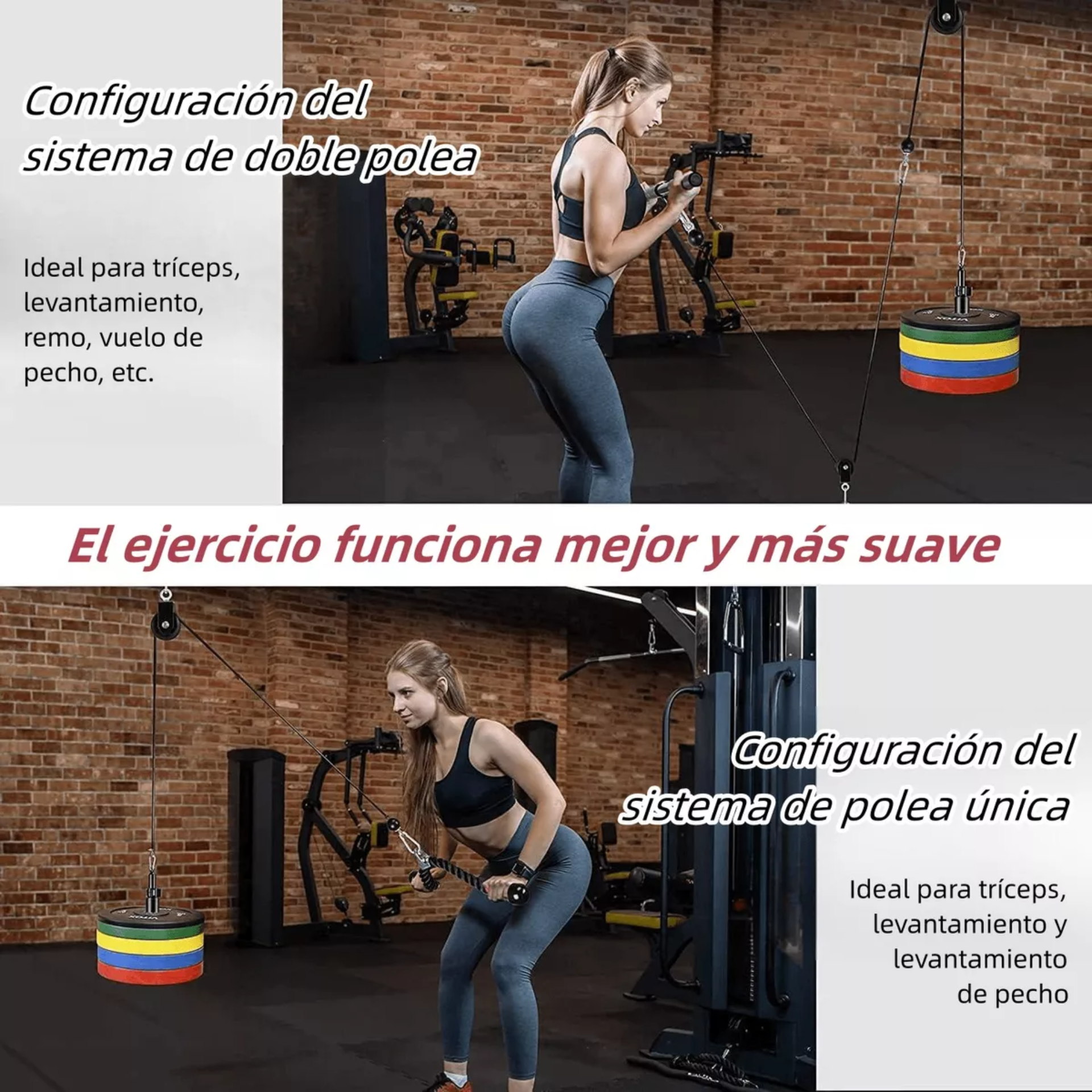 Equipo Fitness Gimnasio Polea Cable Brazo Biceps Triceps