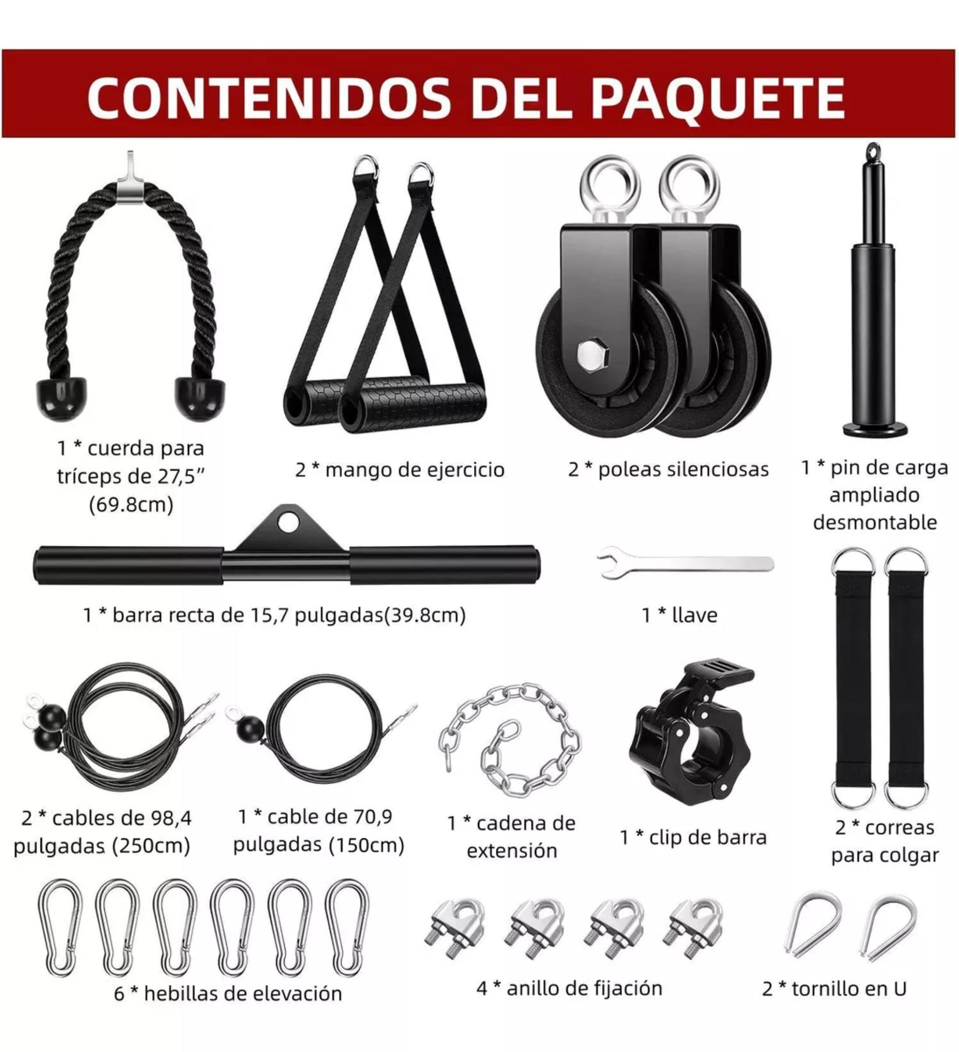 Equipo Fitness Gimnasio Polea Cable Brazo Biceps Triceps