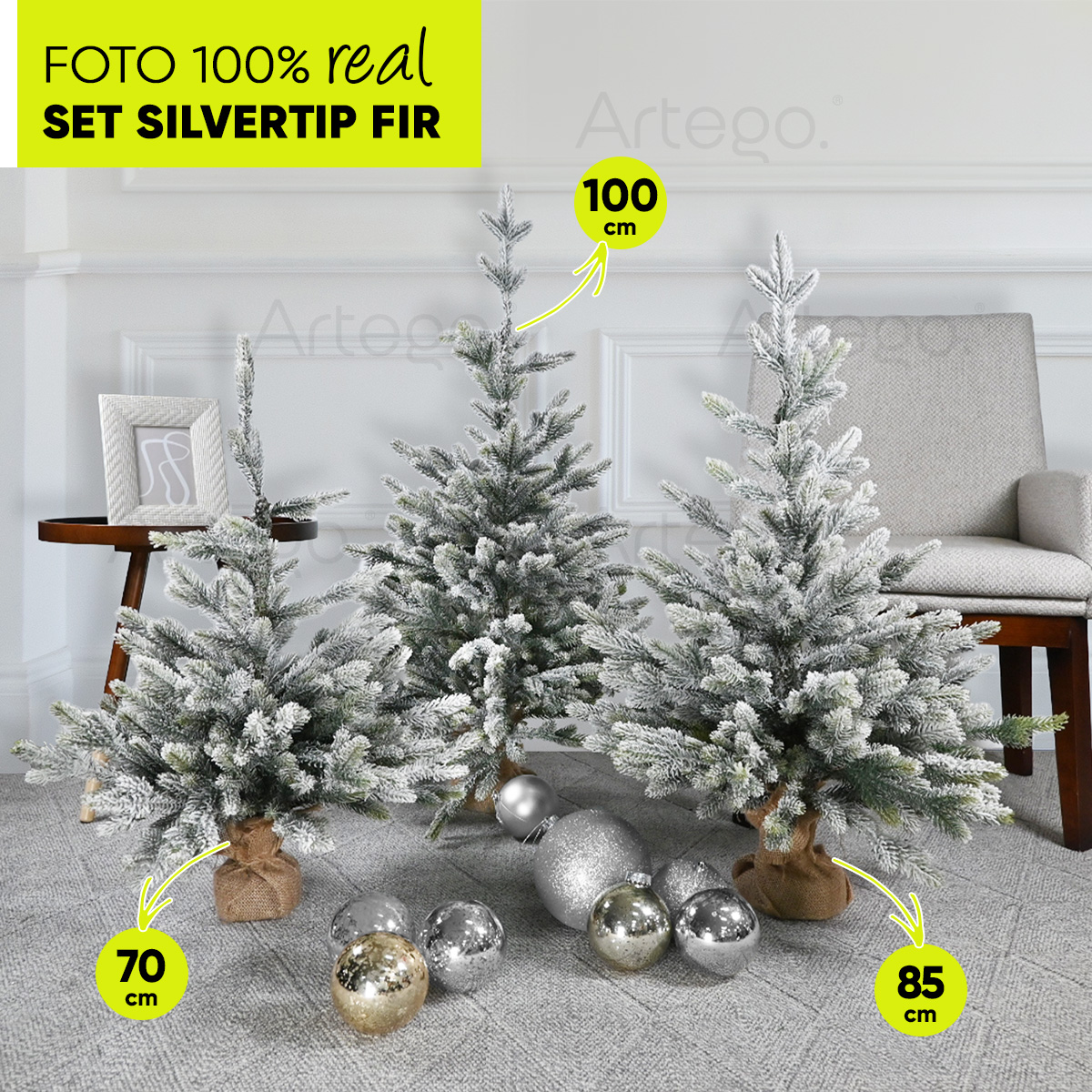 Árbol De Navidad Moderno Sakura 60cm Decorado Con 120 Led Blanco Frio