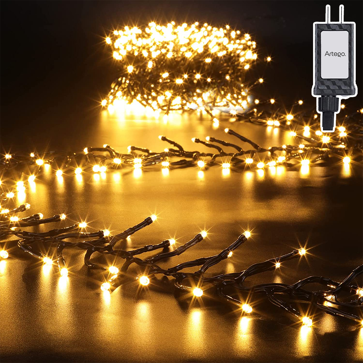 Luces de navidad serie 300 led CLUSTER alta densidad Artego uso interior exterior con temporizador Decoración luces Navideñas eventos bodas LED christmas