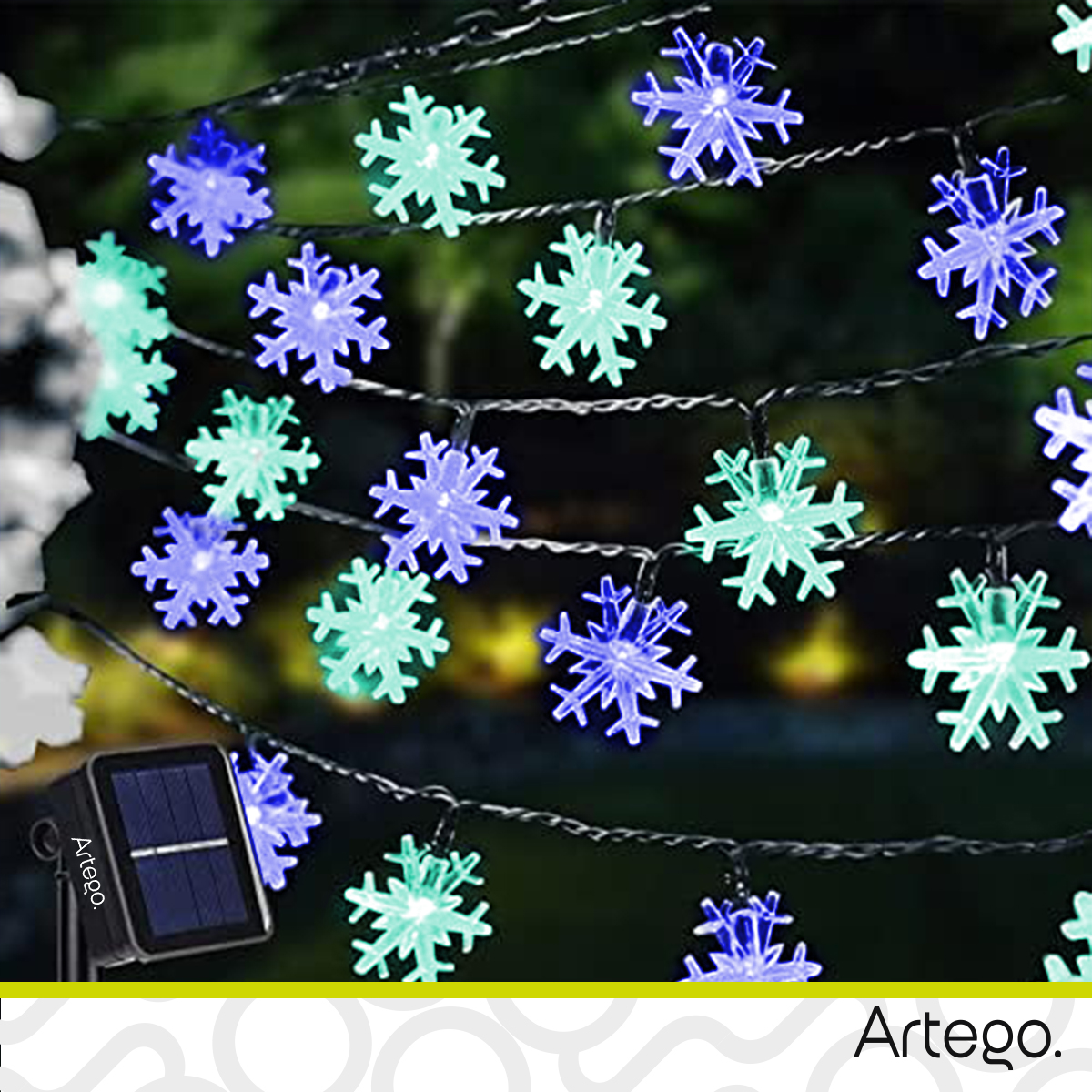 Luces solares 100 led copo de nieve snowflake style 8 modos de uso para exteriores Guirnalda de luces solares string lights outdoor patio lights wedding party decor 