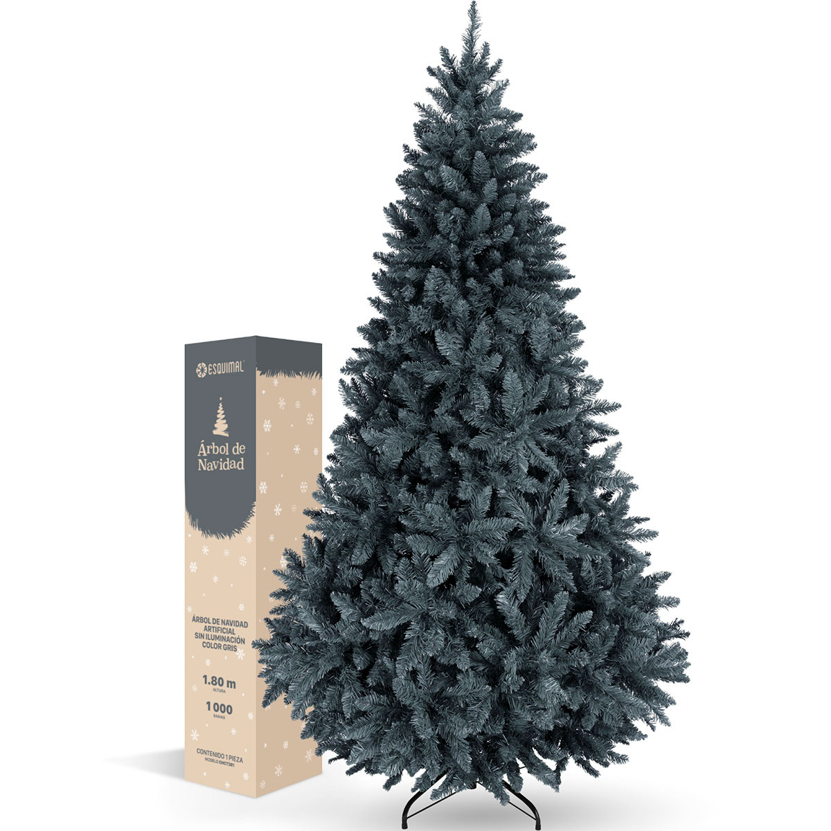 Árbol de Navidad Pino Navideño de 1.8m 1000 Ramas - Gris para ESQUIMAL