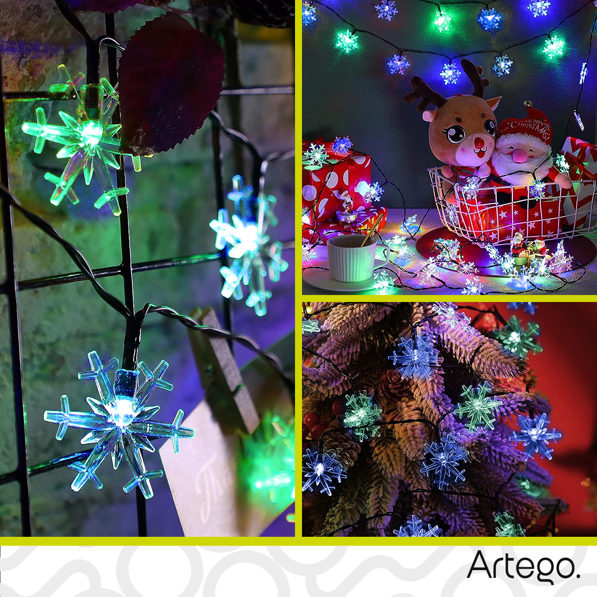 Luces solares 100 led copo de nieve snowflake style 8 modos de uso para exteriores Guirnalda de luces solares string lights outdoor patio lights wedding party decor 