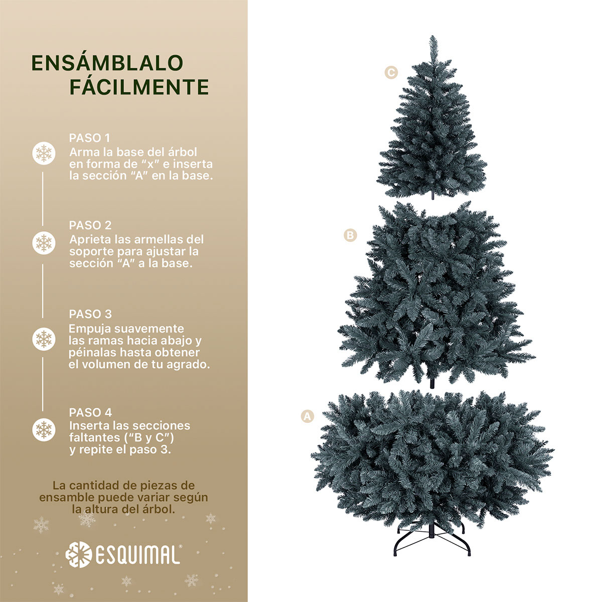 Árbol de Navidad Pino Navideño de 1.8m 1000 Ramas - Gris para ESQUIMAL
