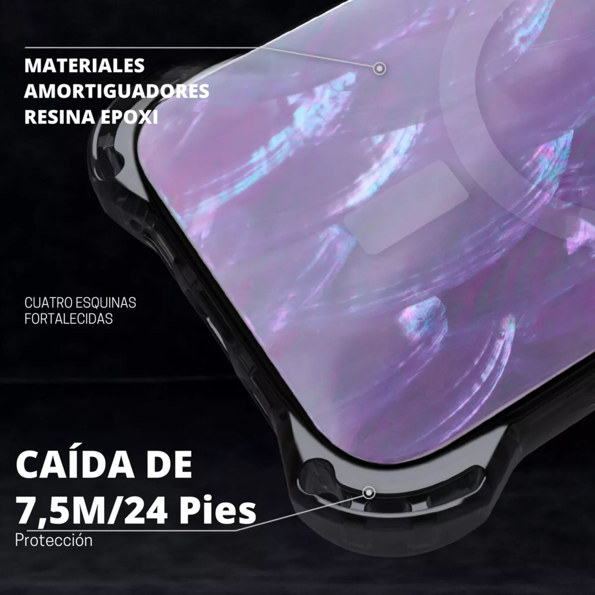 Funda Uso Rudo Ultra Bounce Concha Nacar Para Iphone 15 promax  Concha  Color morado Magsafe