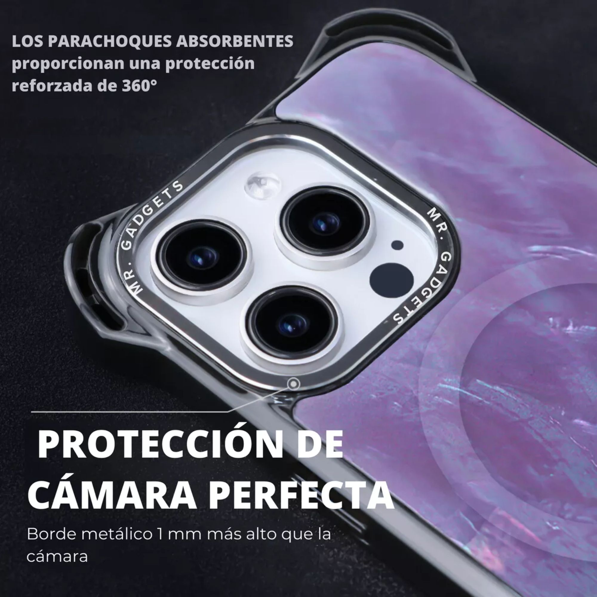 Funda Uso Rudo Ultra Bounce Concha Nacar Para Iphone 15 promax  Concha  Color morado Magsafe