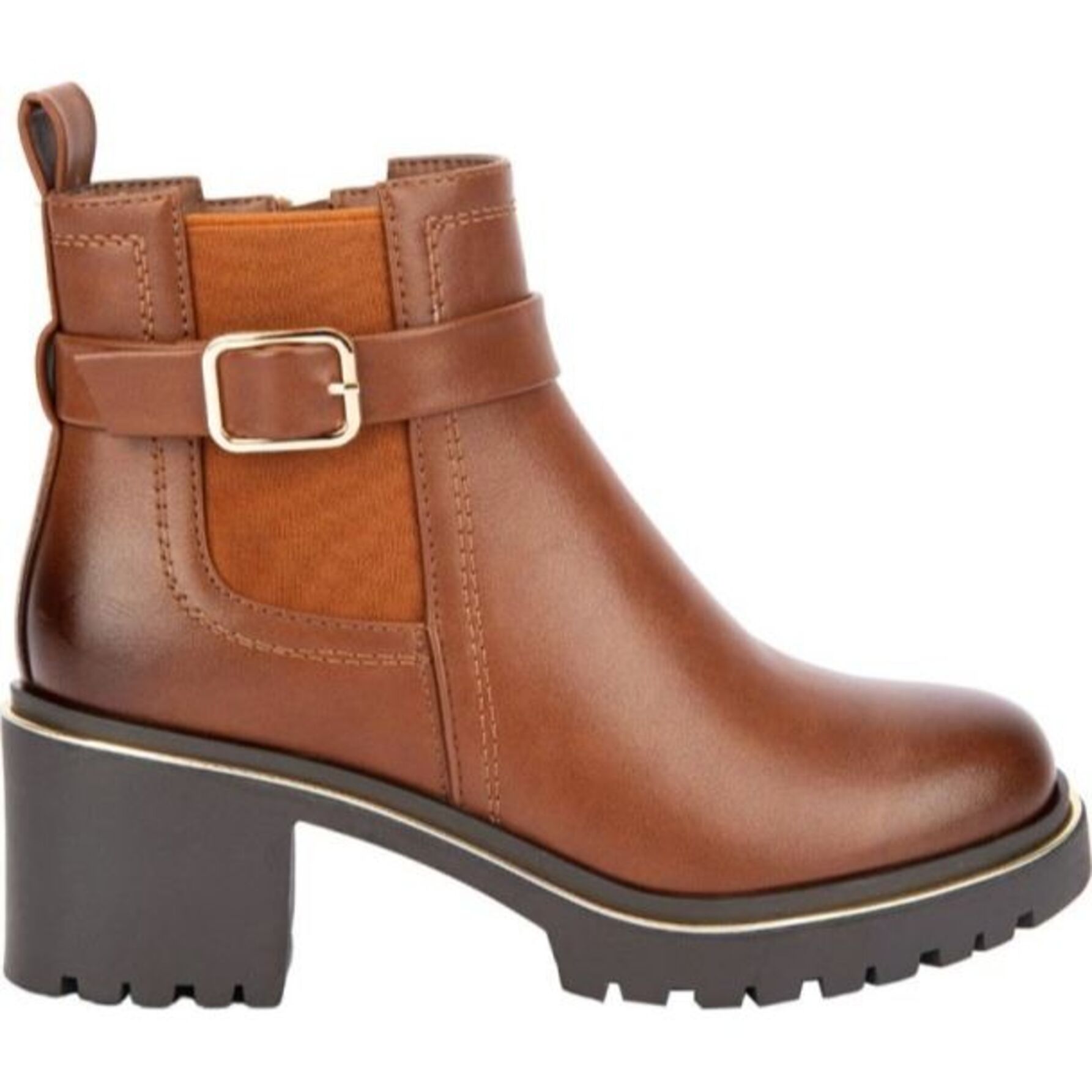 Bota para mujer, con suela track, elástico a los costados, hebilla y cierre, acabado napa marca Goodyear 1141439