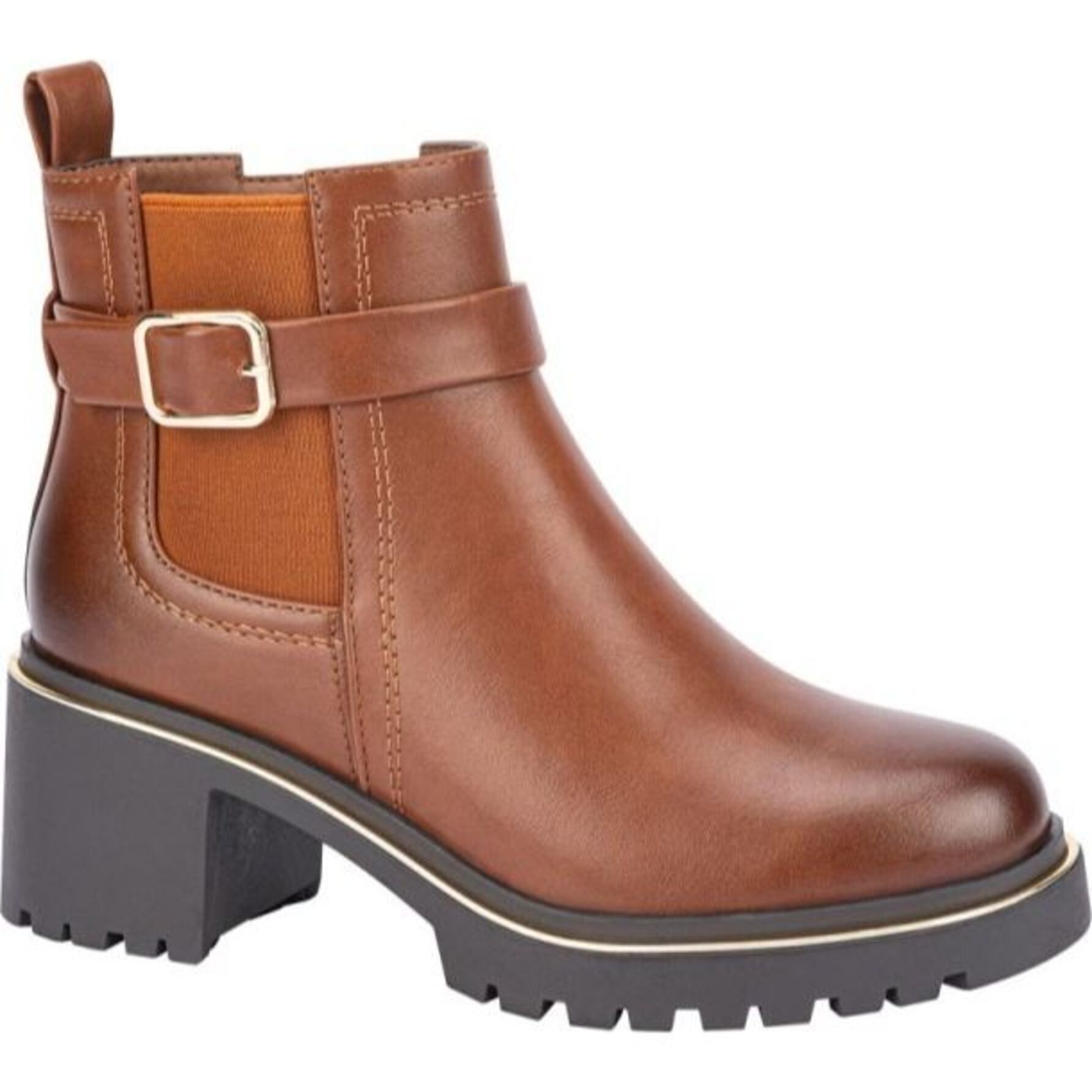 Bota para mujer, con suela track, elástico a los costados, hebilla y cierre, acabado napa marca Goodyear 1141439