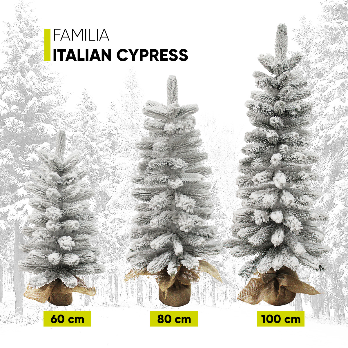 Árboles De Navidad Set de 3 piezas kit Nevado Italian Cypress Ramas Premium Set Christmas Trees Decoración navideña centro de mesa Artego