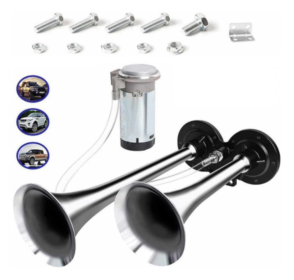 Bocina De Aire Bimetálica Para Bocina De Doble Tubo 150db gris negro