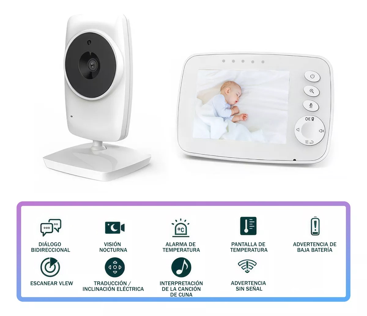 Monitor De Bebés Con Cámara Visión Audio Y Nocturna