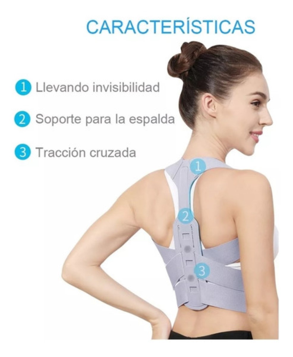 Corrector Postura Para Hombres Y Mujeres Con Placa Soporte gris talla G