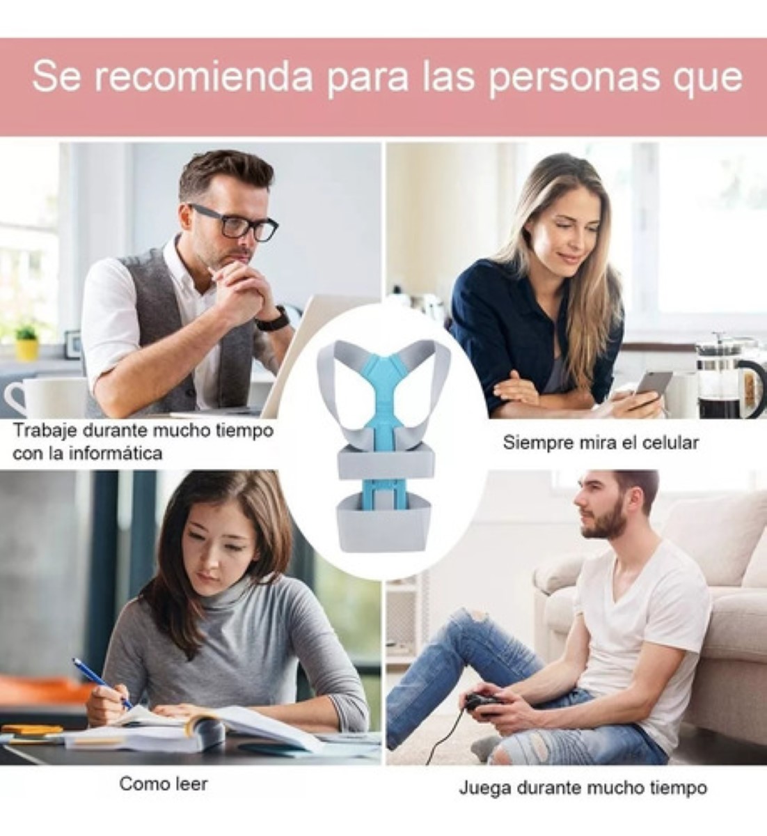 Corrector Postura Para Hombres Y Mujeres Con Placa Soporte gris talla G