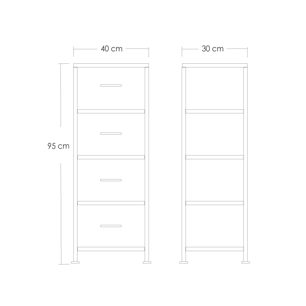 Gabinete con 4 cajones organizador multifuncional de almacenamiento