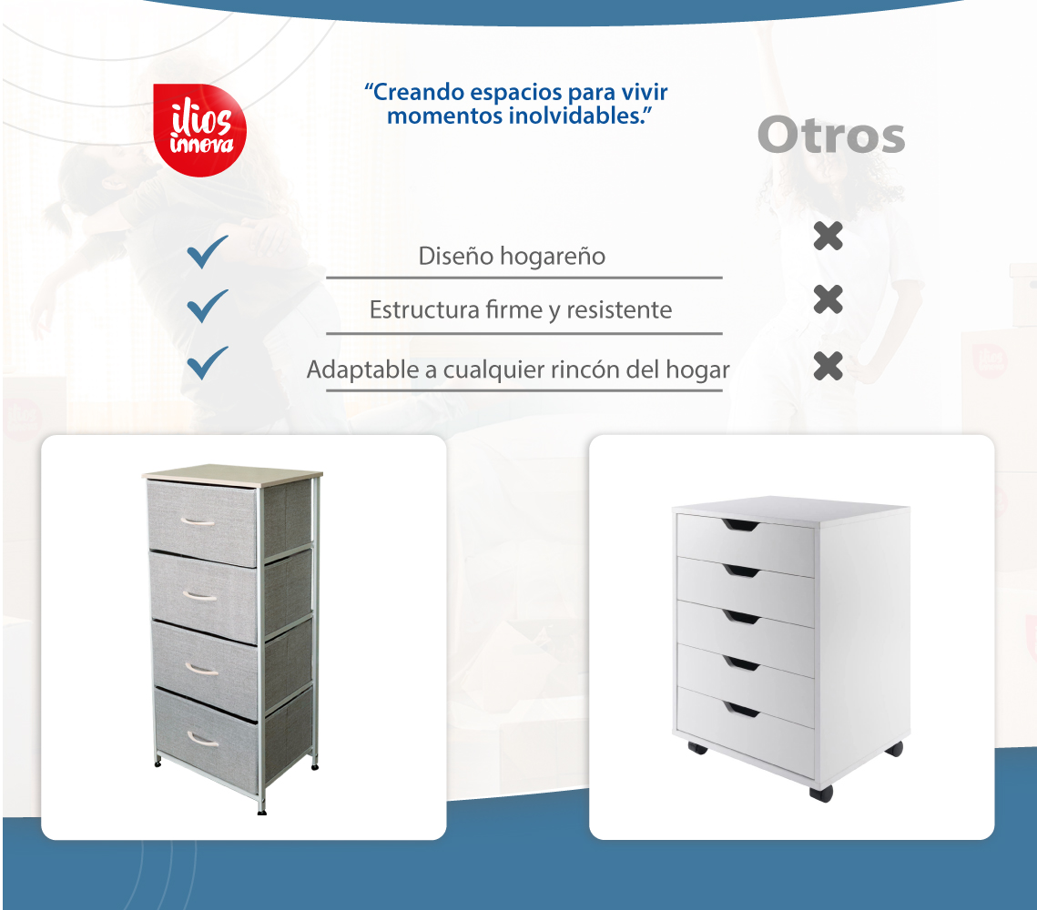 Gabinete con 4 cajones organizador multifuncional de almacenamiento