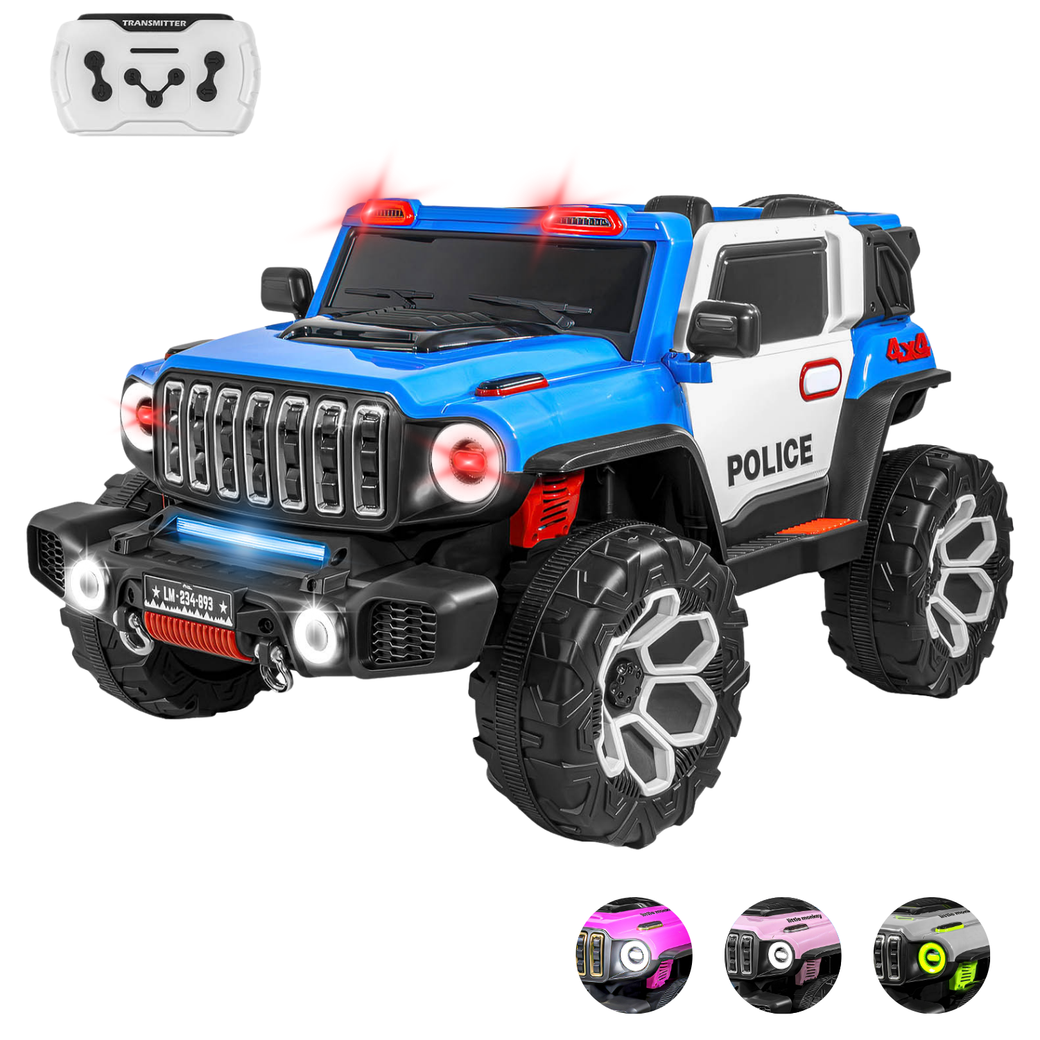 Carro Montable Electrico Control Remoto 4x4 Musica Bluetooth Azul