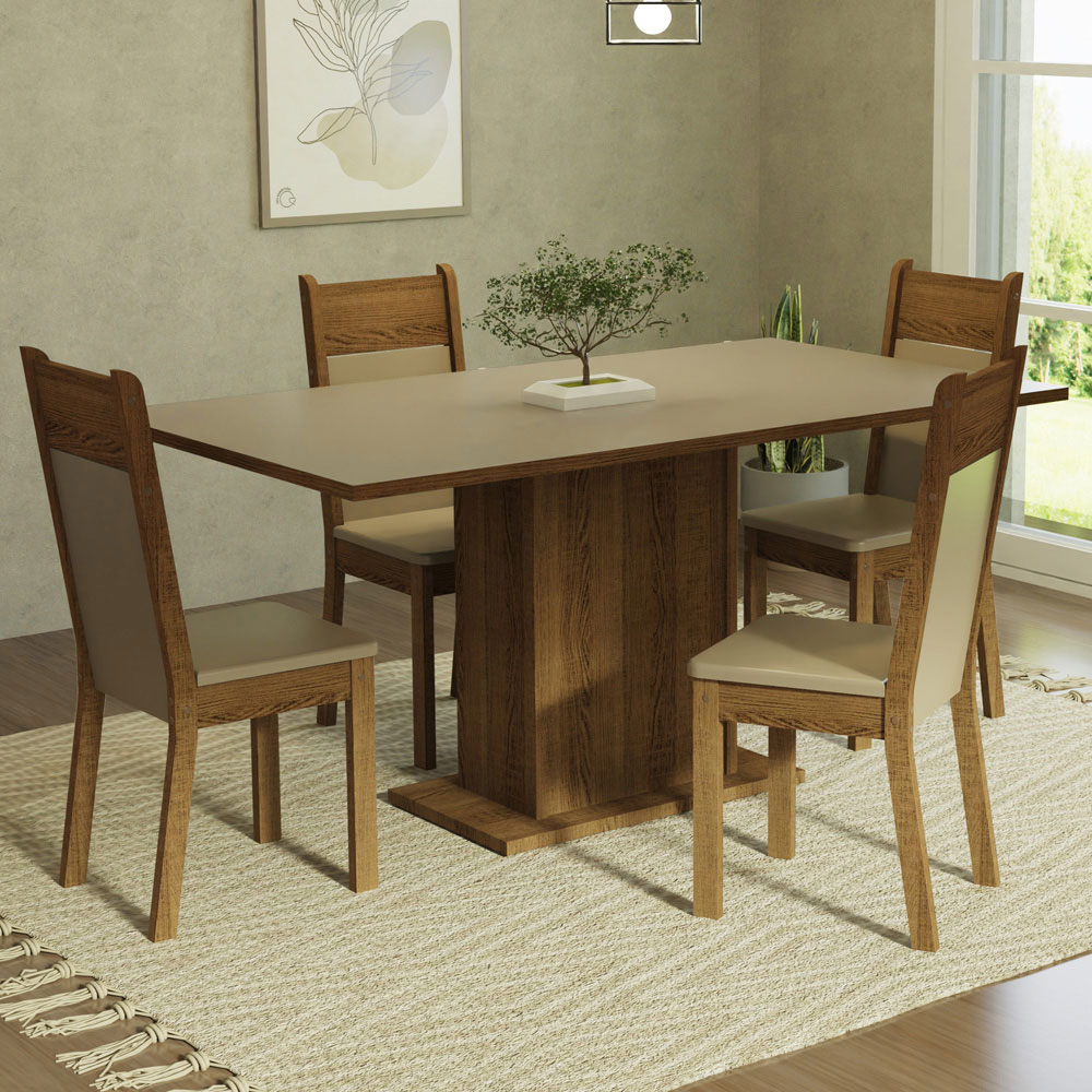 Juego de Comedor con Mesa y 4 Sillas Madesa Elisa CM