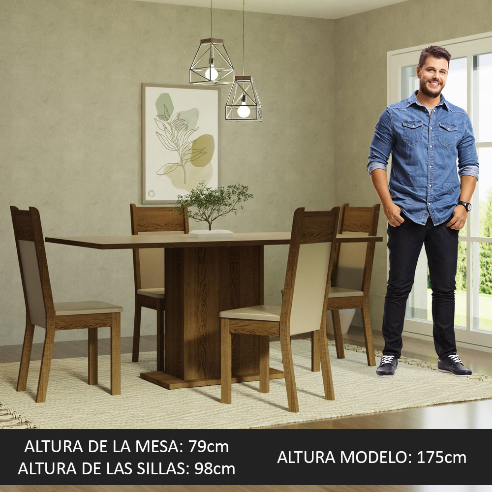 Juego de Comedor con Mesa y 4 Sillas Madesa Elisa CM