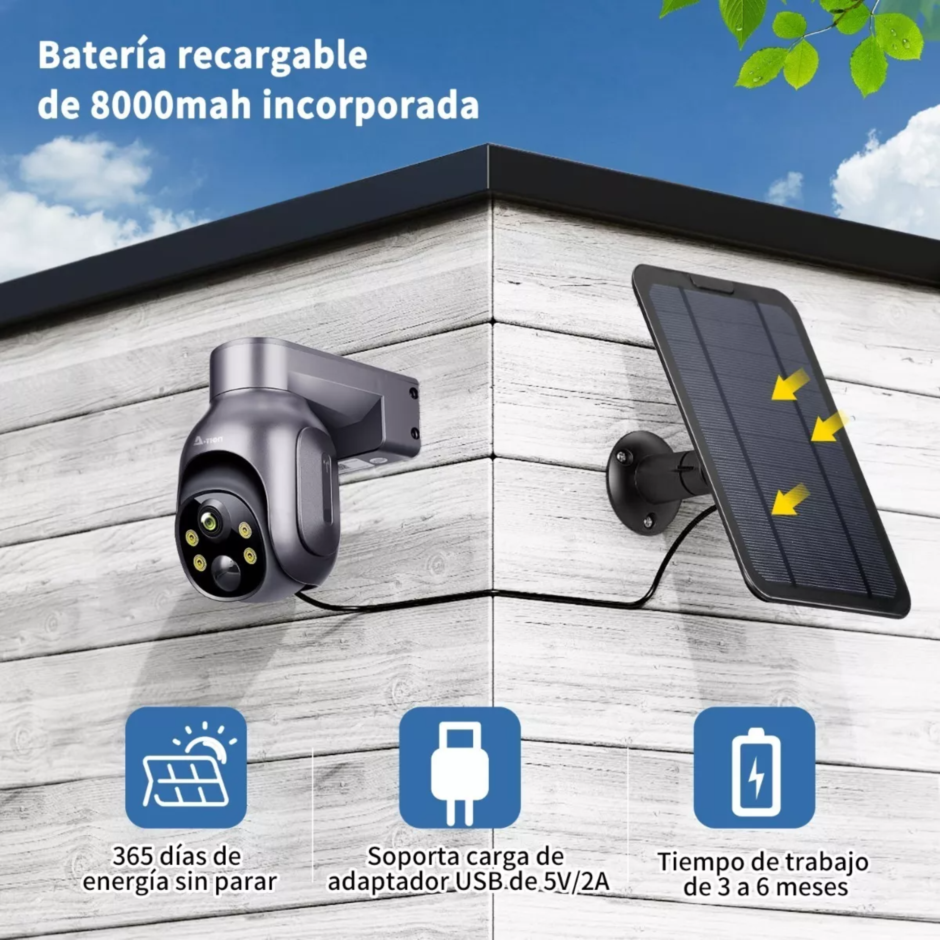 Camara De Seguridad Solar Batería Inalambricas Para Exterior Con Vision