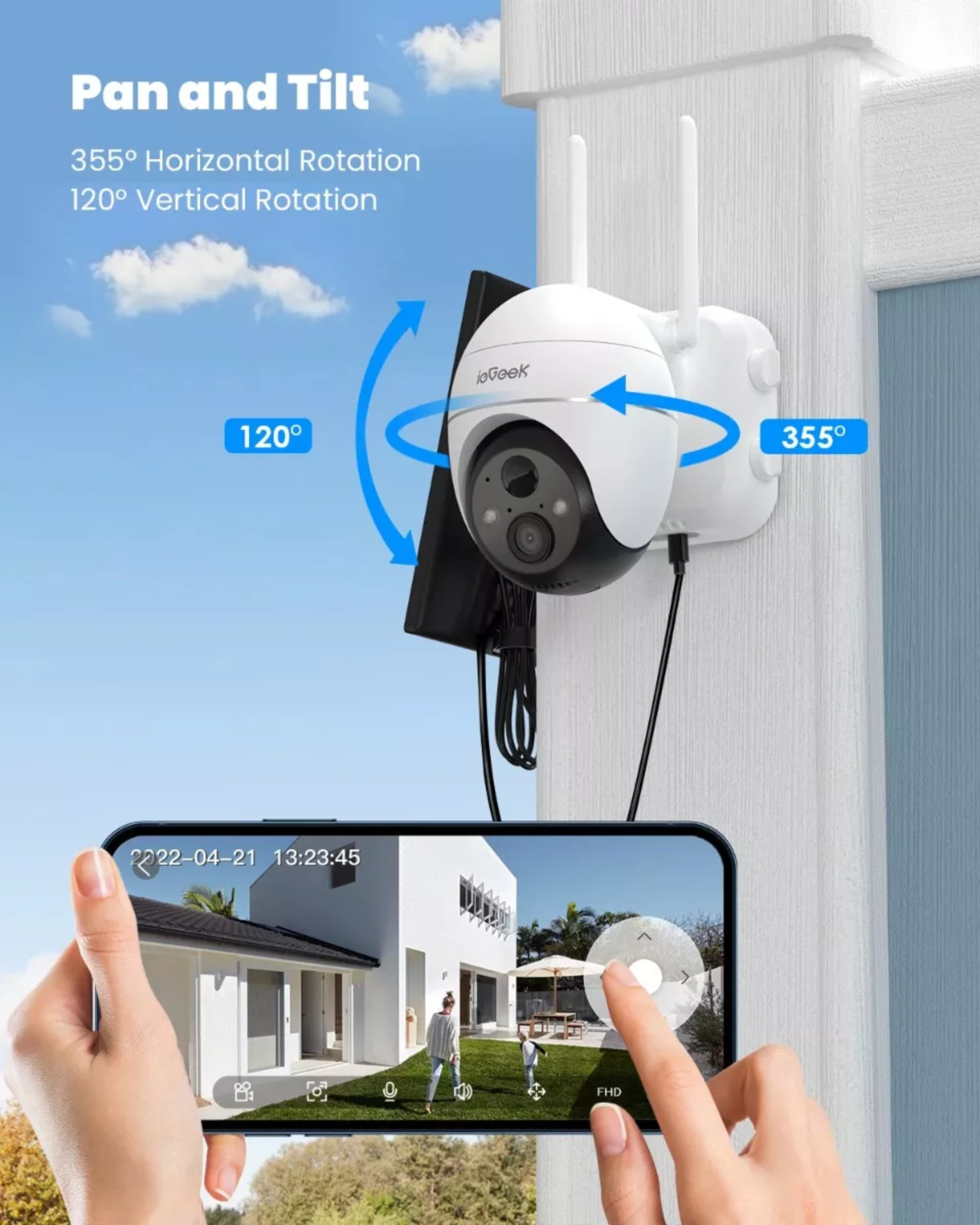 Solar Cámara De Seguridad 2k Exterior Wifi Bateria Con Ptz