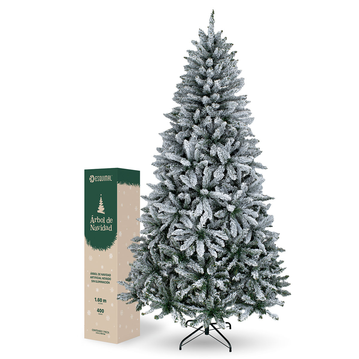 Árbol de Navidad Nevado Pino Navideño 1.6m - Verde para ESQUIMAL