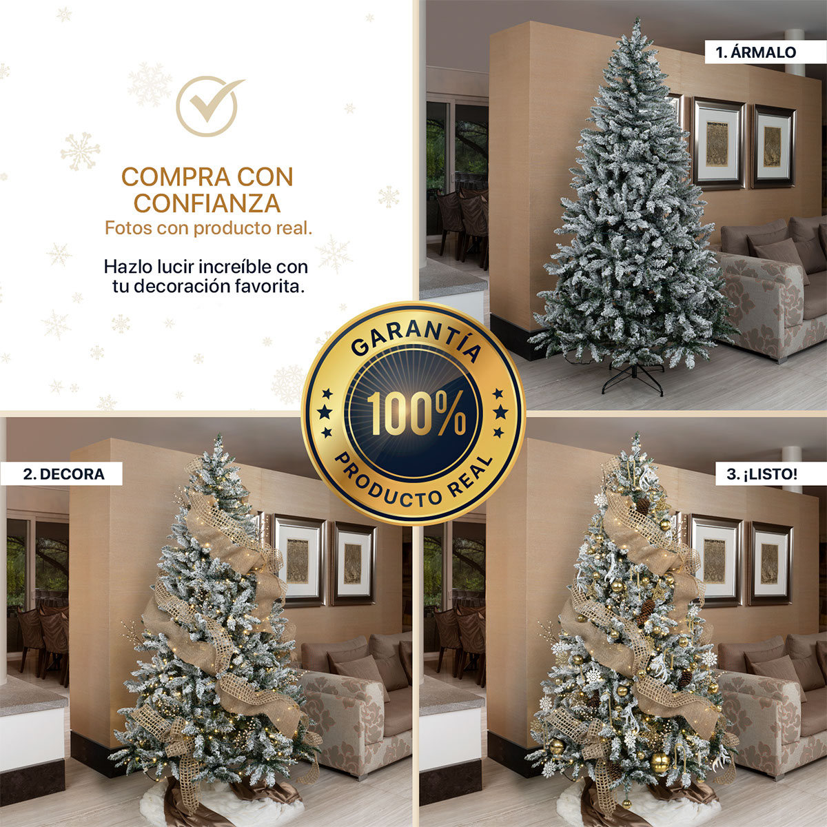 Árbol de Navidad Nevado Pino Navideño 1.6m - Verde para ESQUIMAL