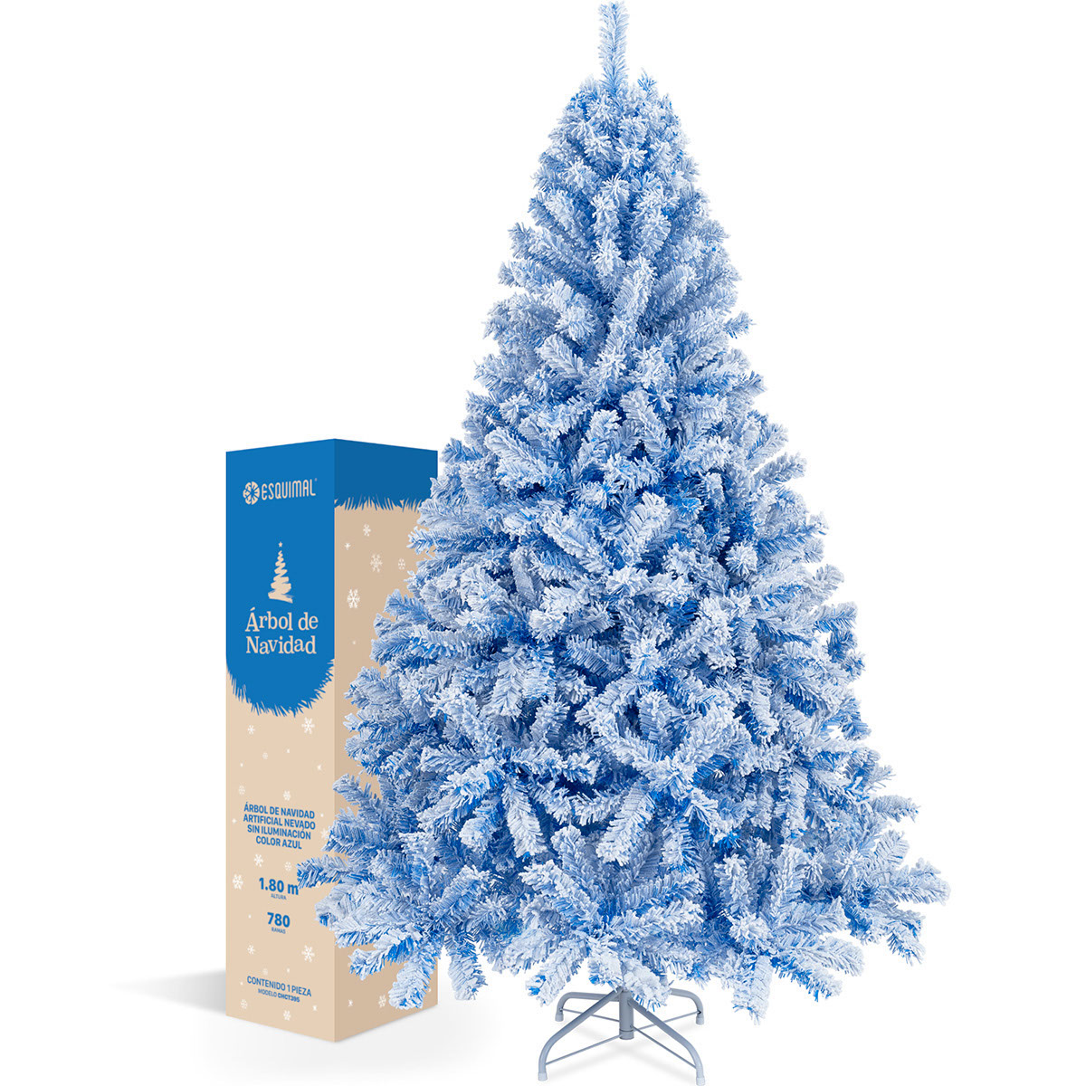 Árbol de Navidad Nevado Pino Navideño de 1.8m 780 Ramas- Azul para ESQUIMAL