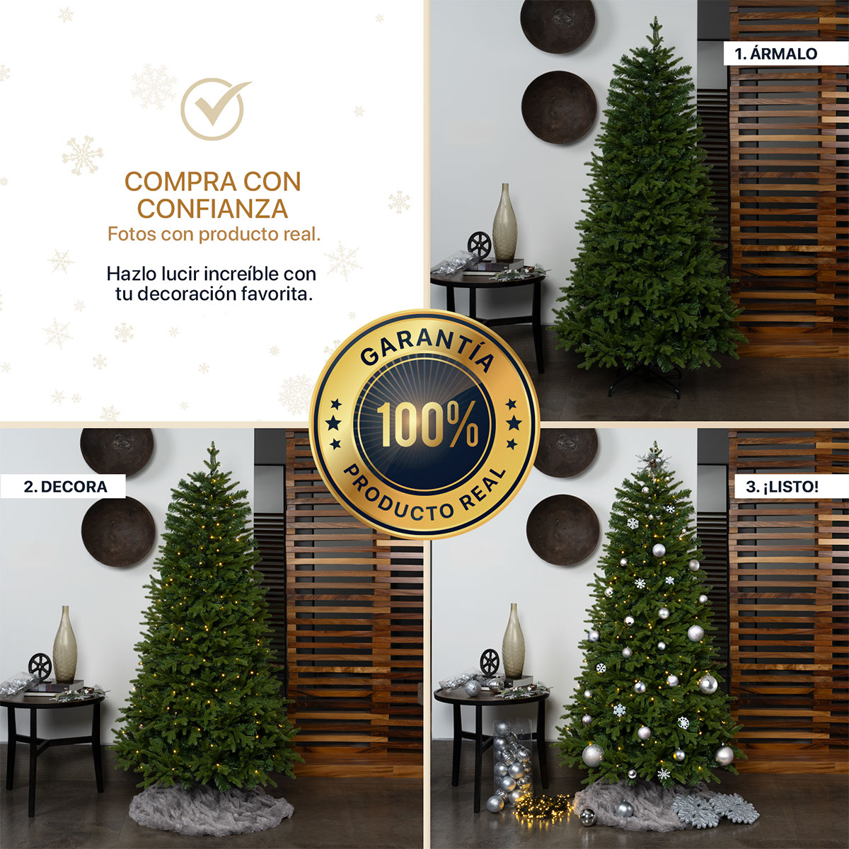 Árbol de Navidad Pino Navideño de 2.2m 1550 Ramas - Verde Olivo Para ESQUIMAL