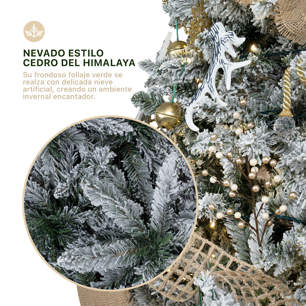 Árbol de Navidad Nevado Pino Navideño 1.6m - Verde para ESQUIMAL