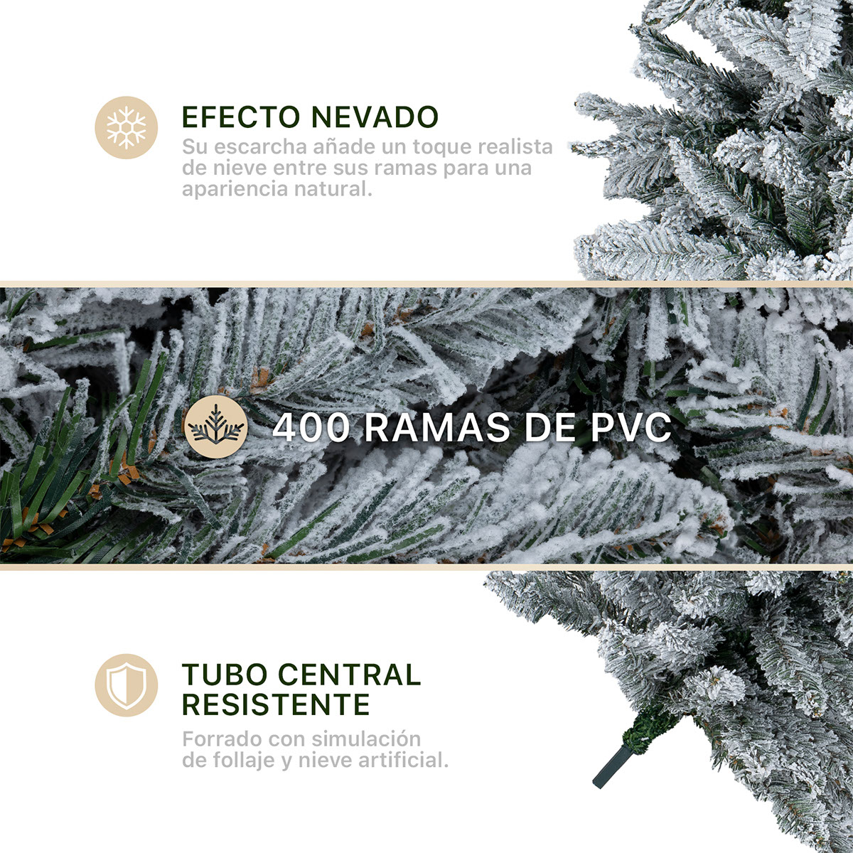 Árbol de Navidad Nevado Pino Navideño 1.6m - Verde para ESQUIMAL