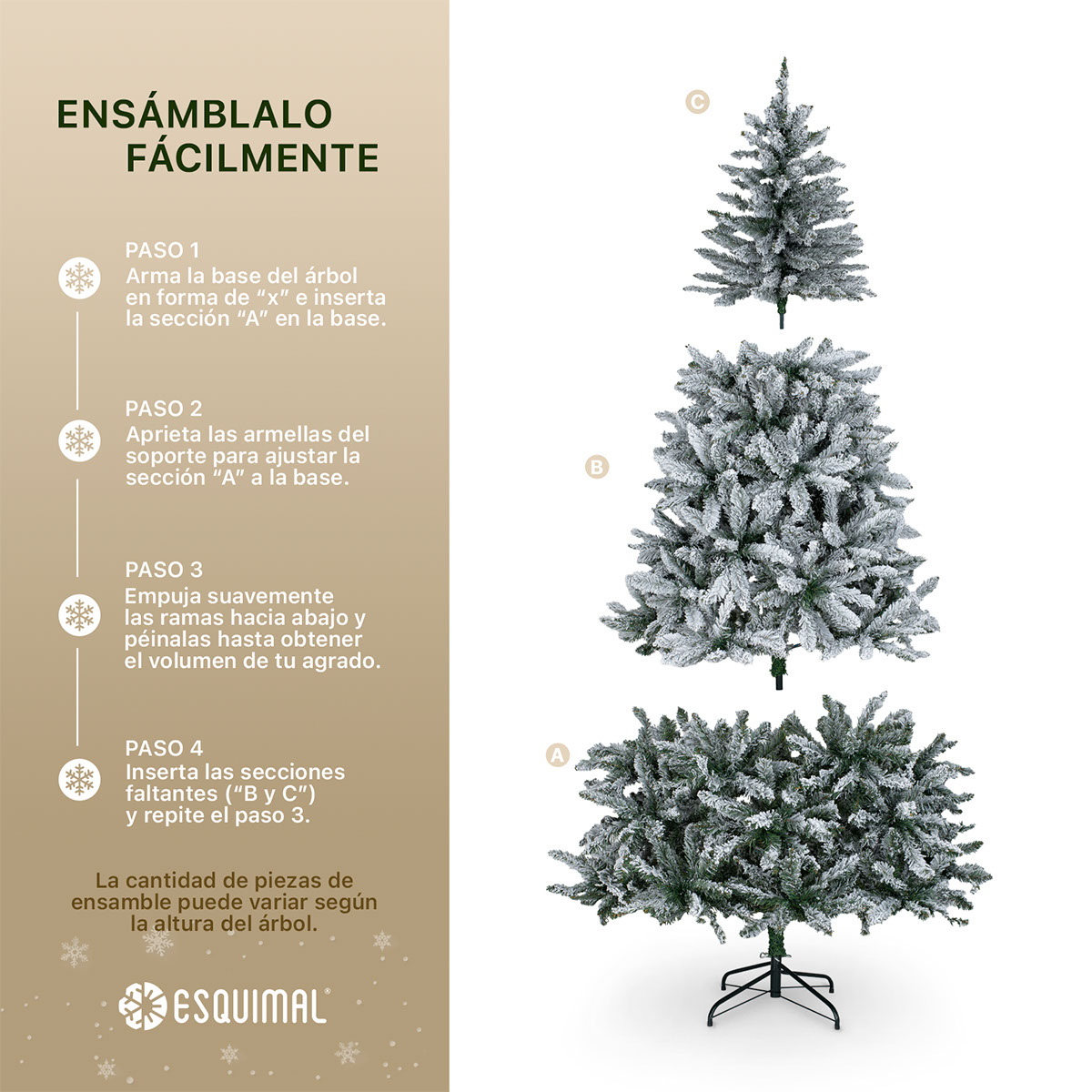 Árbol de Navidad Nevado Pino Navideño 1.6m - Verde para ESQUIMAL