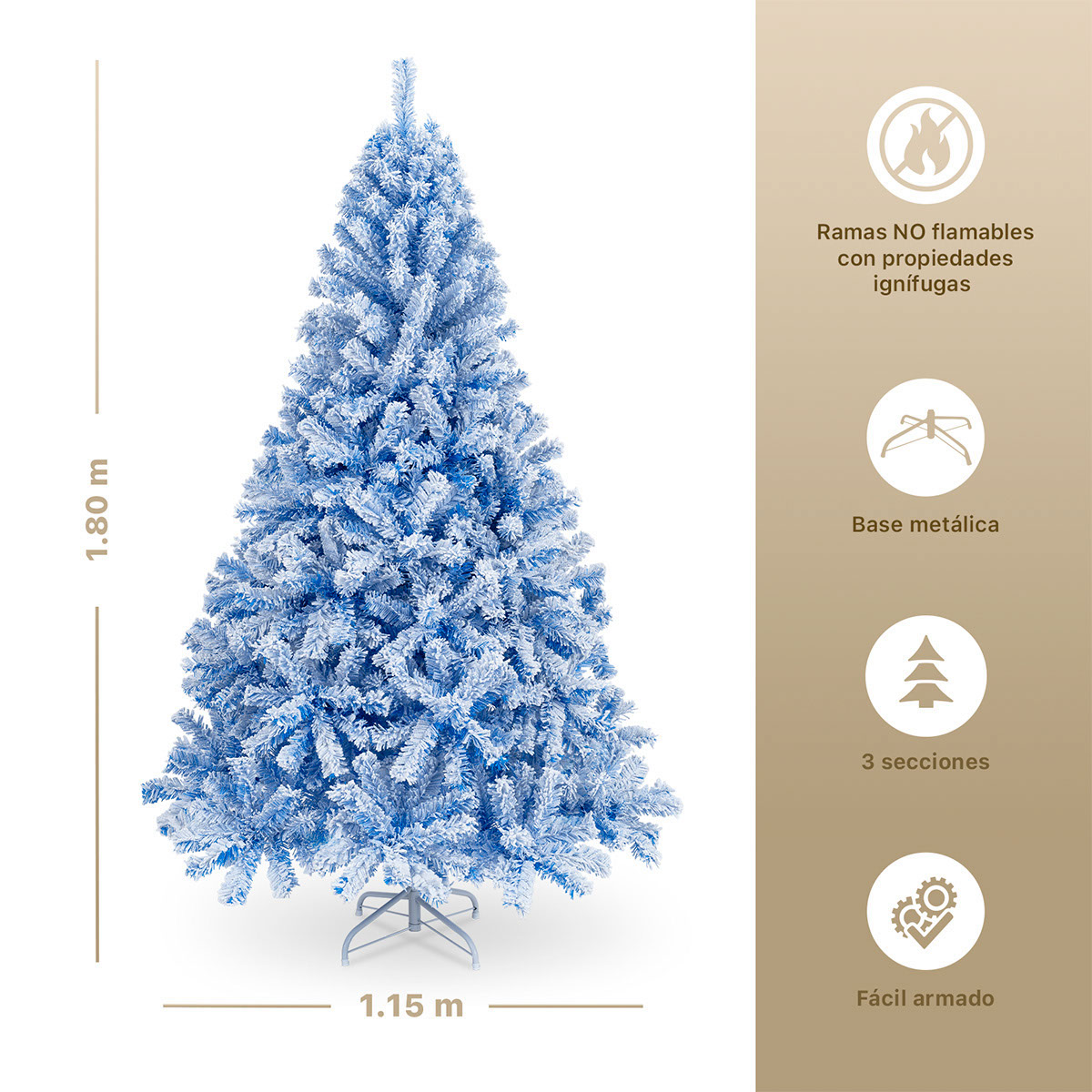 Árbol de Navidad Nevado Pino Navideño de 1.8m 780 Ramas- Azul para ESQUIMAL