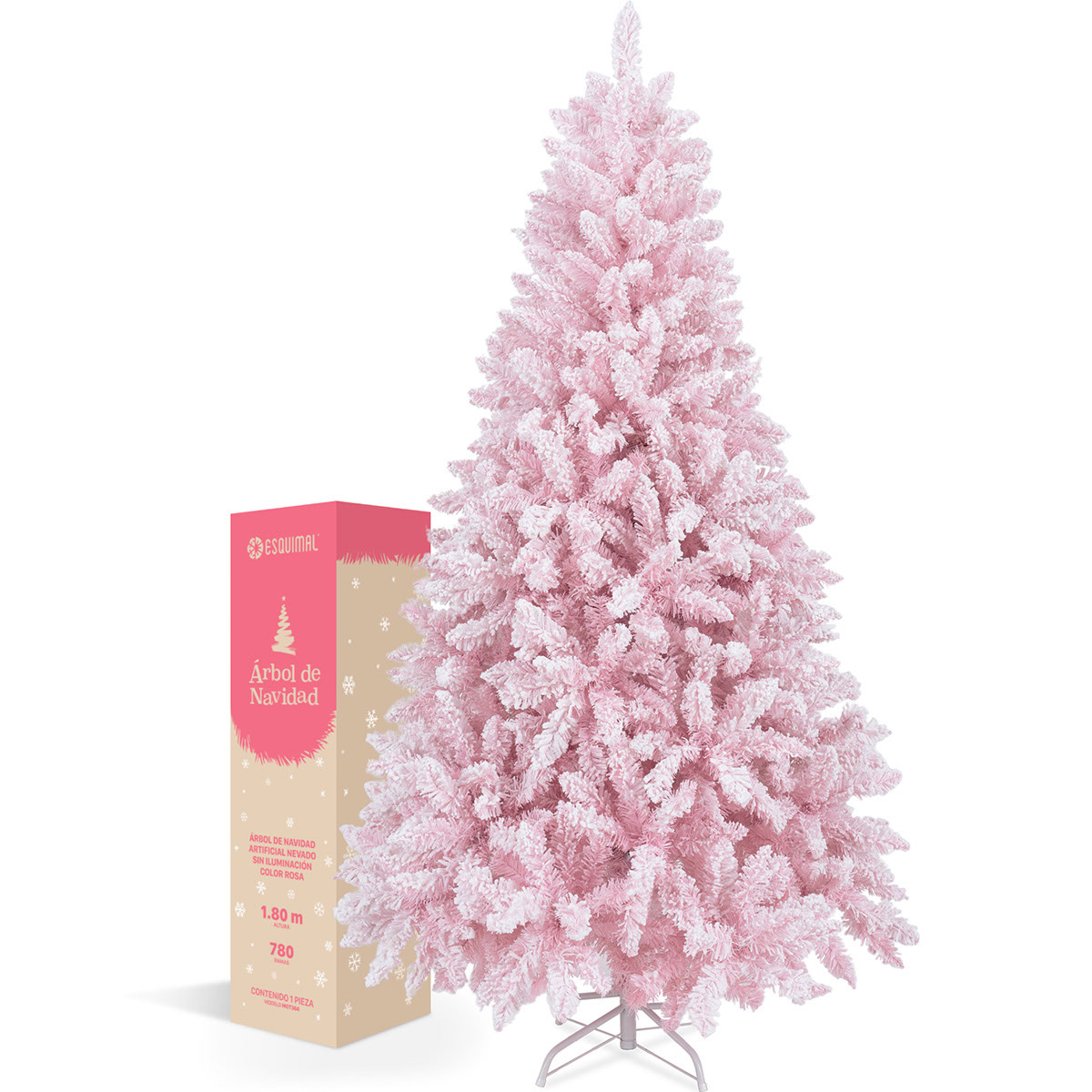 Árbol de Navidad Nevado Pino Navideño 1.8m – Rosa para ESQUIMAL.