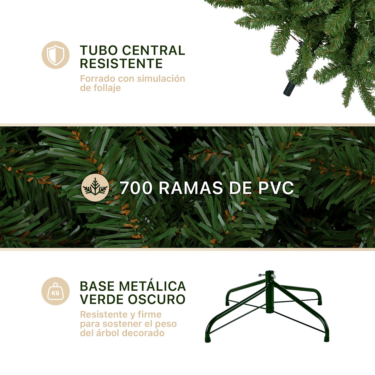Árbol de Navidad Tipo Lápiz 1.8m Pino Navideño - Verde Oliva para ESQUIMAL