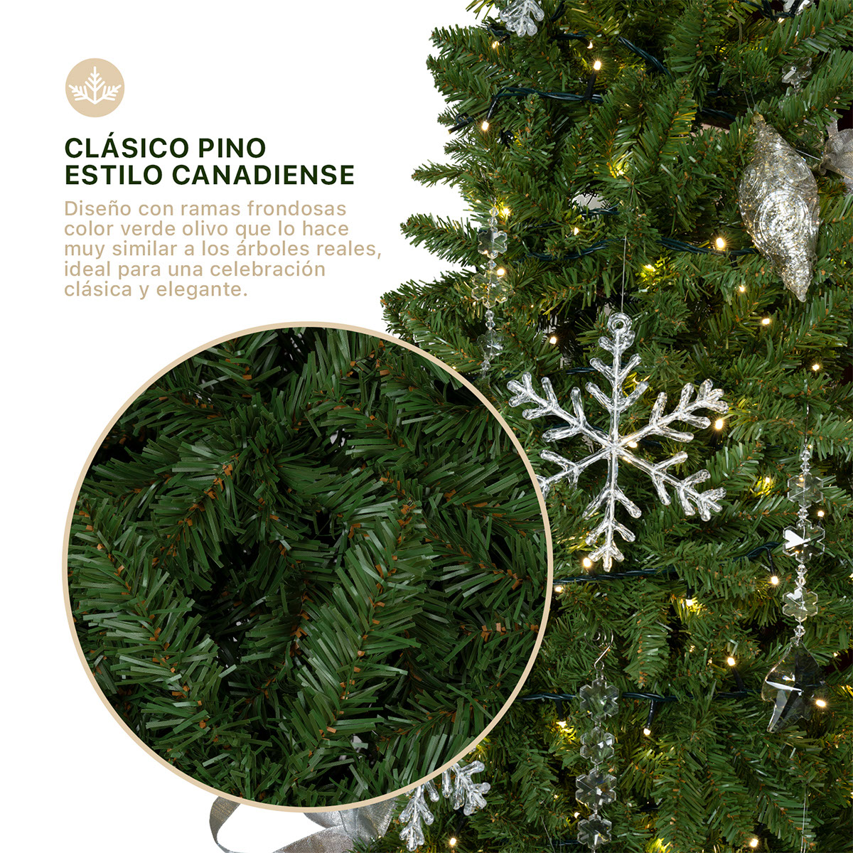 Árbol de Navidad Tipo Lápiz 1.8m Pino Navideño - Verde Oliva para ESQUIMAL