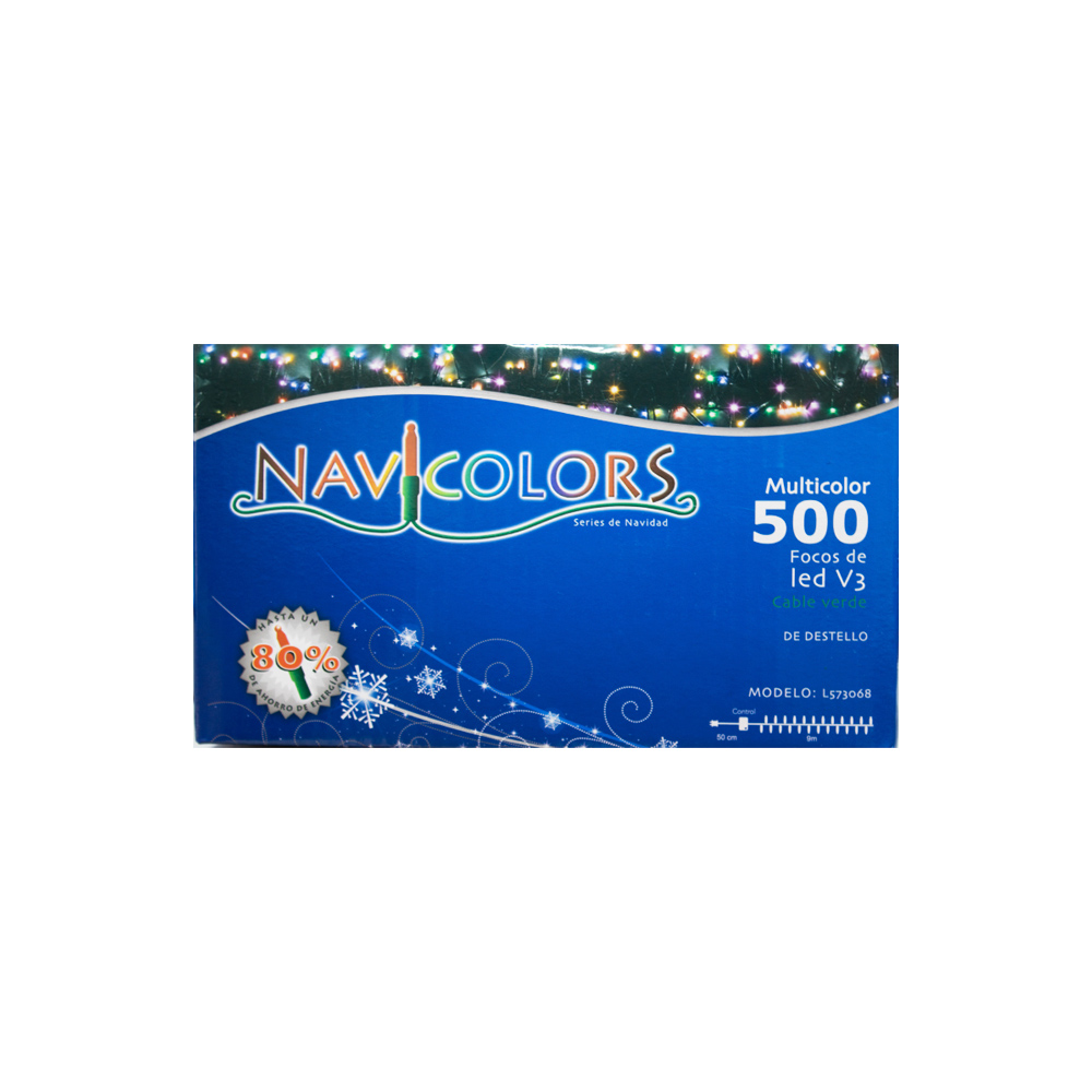 Serie Navideña 500 Led V3 Multicolor Funciones Destello 9 Mt