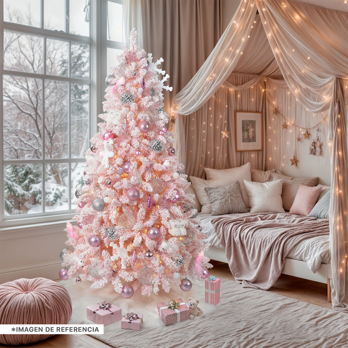 Árbol de Navidad Nevado Pino Navideño 1.8m – Rosa para ESQUIMAL.